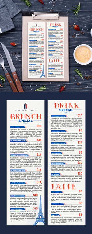Menu Design by 123graphics for Douceur de France | Design: #32929394