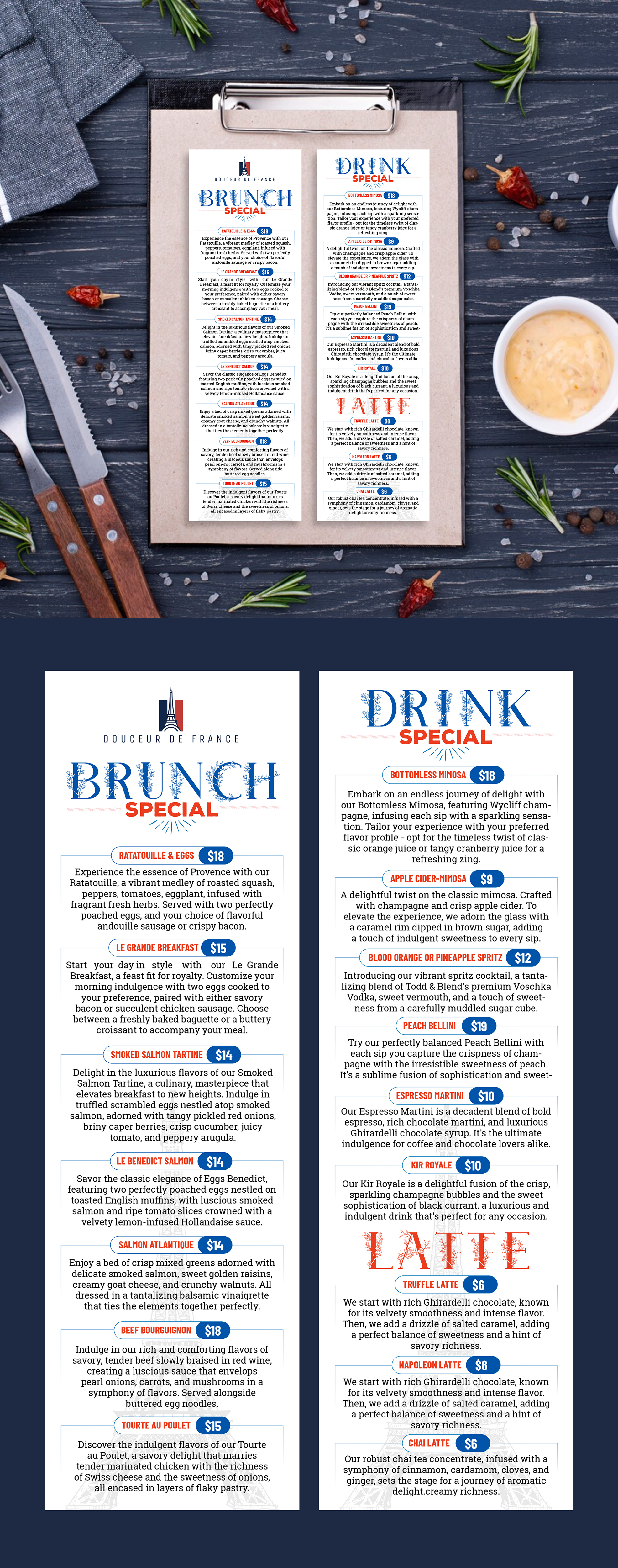 Menü-Design von 123graphics für Douceur de France | Design #32929397