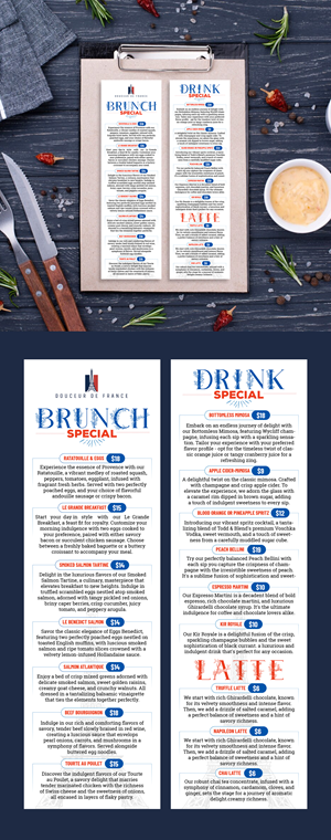 Menu Design by 123graphics for Douceur de France | Design: #32929397