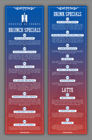 Menu Design by websmartusa for Douceur de France | Design: #32922669