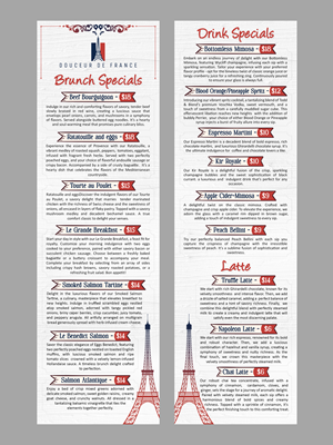 Menu Design by websmartusa for Douceur de France | Design: #32929500