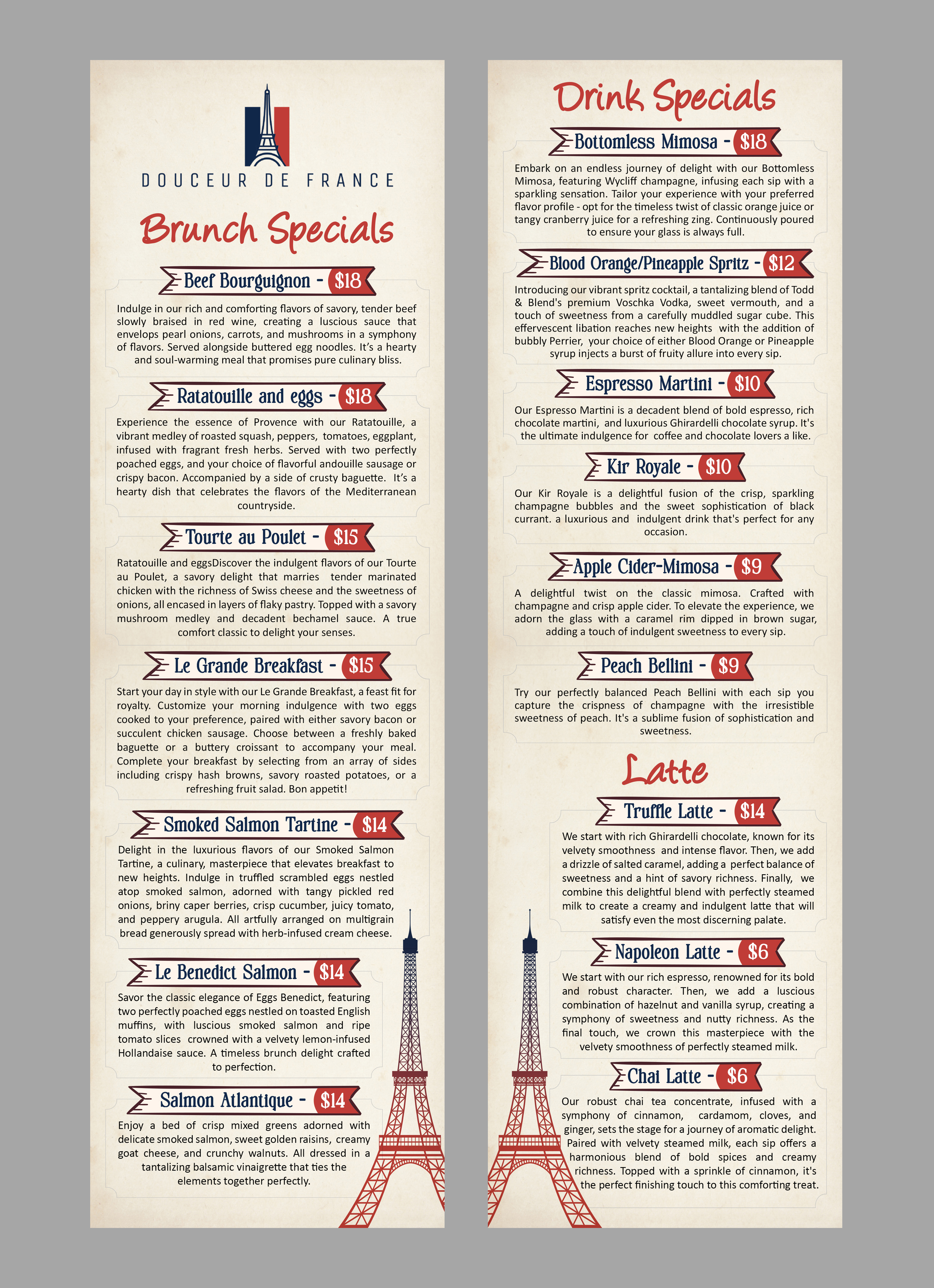Design de Menu par websmartusa pour Douceur de France | Design #32929504
