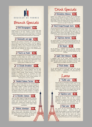 Menu Design by websmartusa for Douceur de France | Design: #32929504