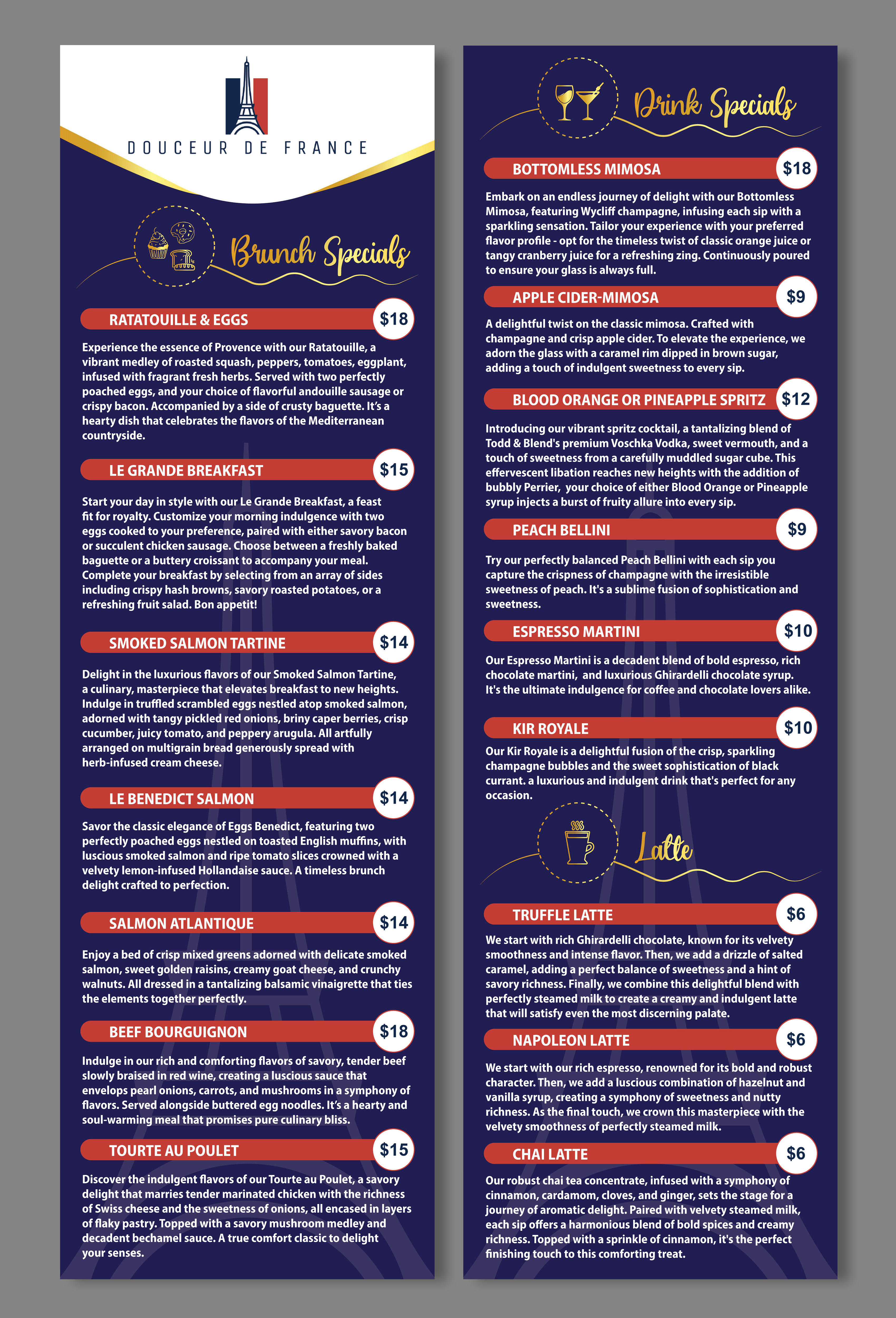 Design de Menu par Impressive Designs pour Douceur de France | Design #32902718