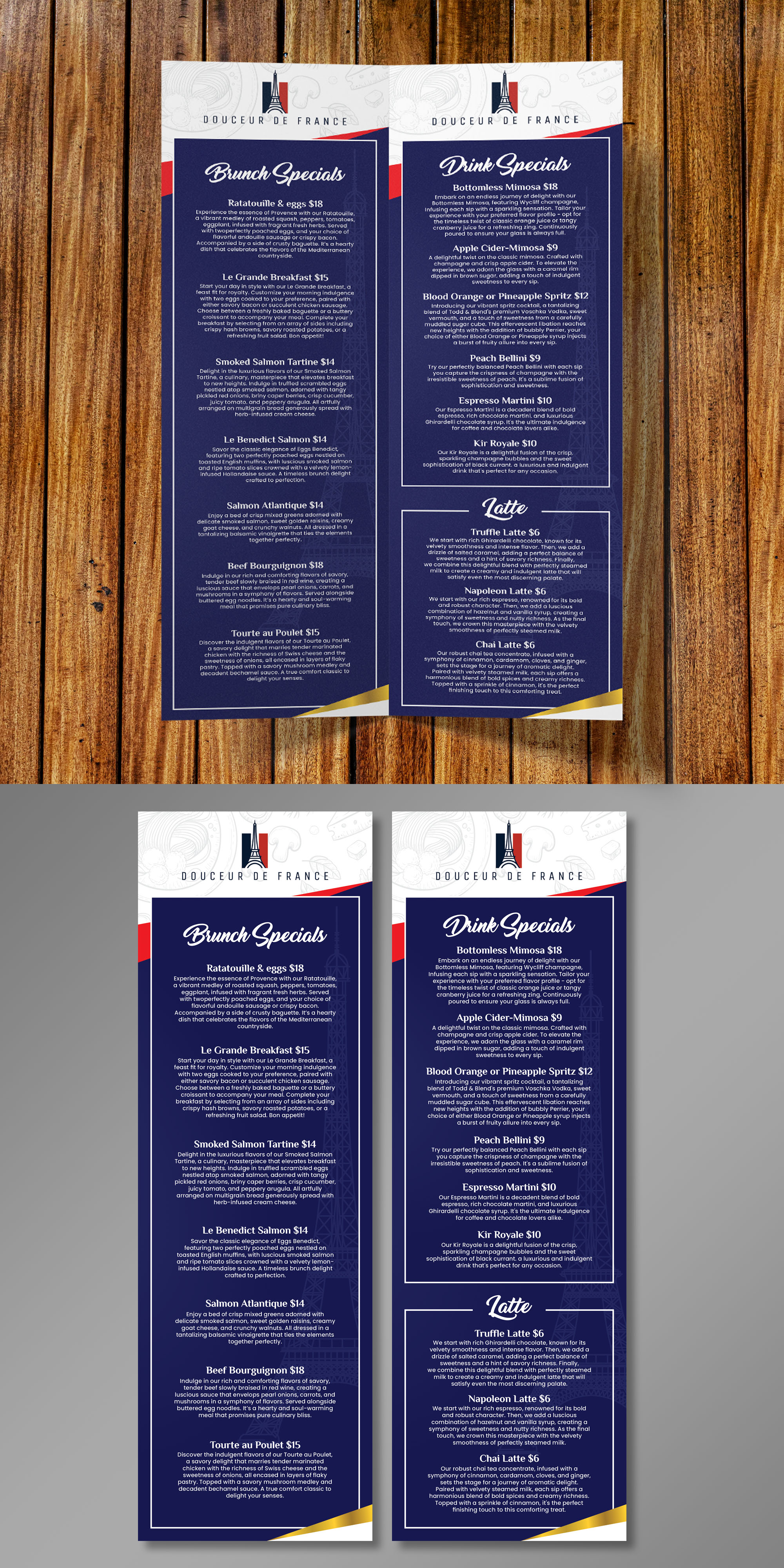 Menu Design by Dzhafir for Douceur de France | Design #32889342