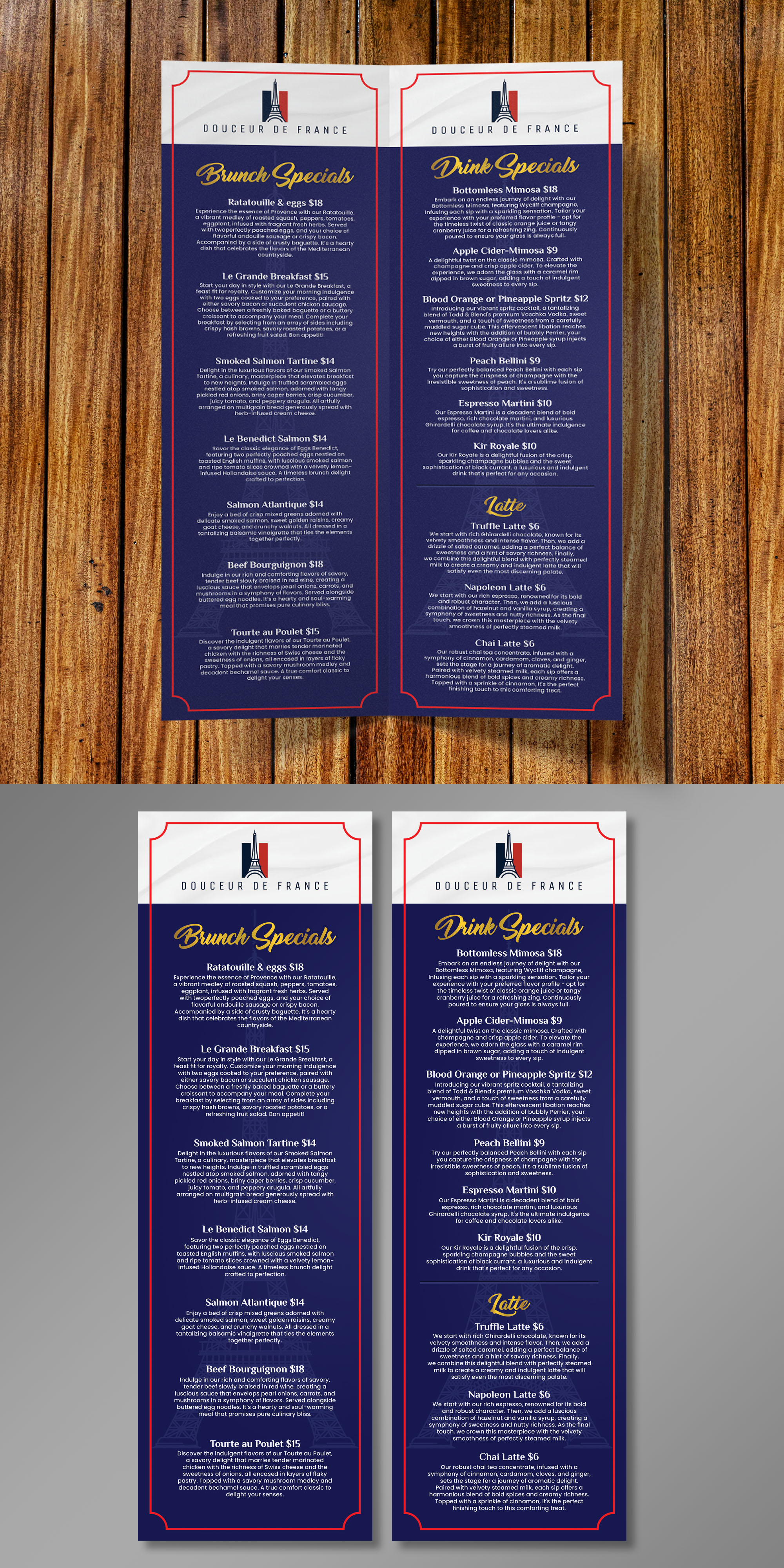 Menu Design by Dzhafir for Douceur de France | Design #32889346