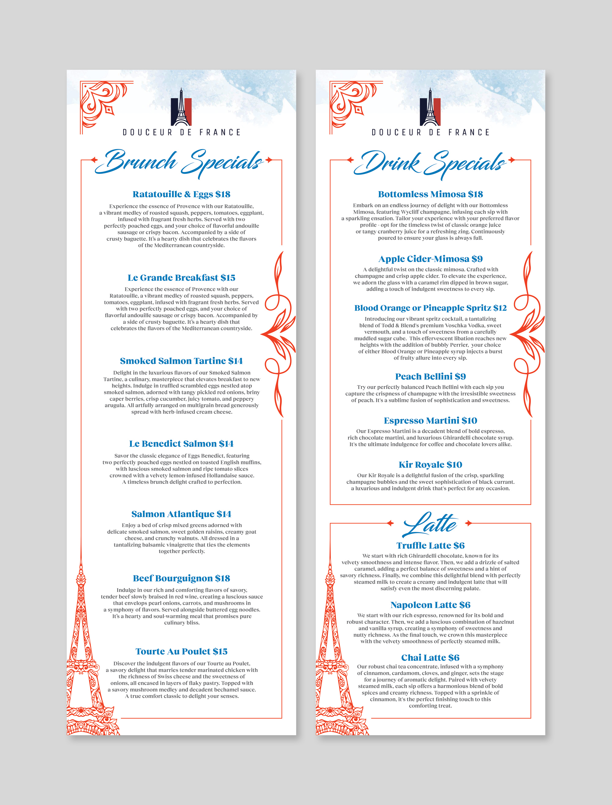 Menu Design by Dzhafir for Douceur de France | Design #32889589