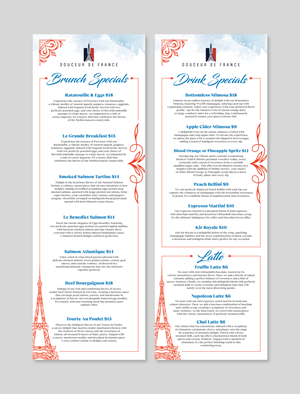 Menu Design by Dzhafir for Douceur de France | Design: #32889589