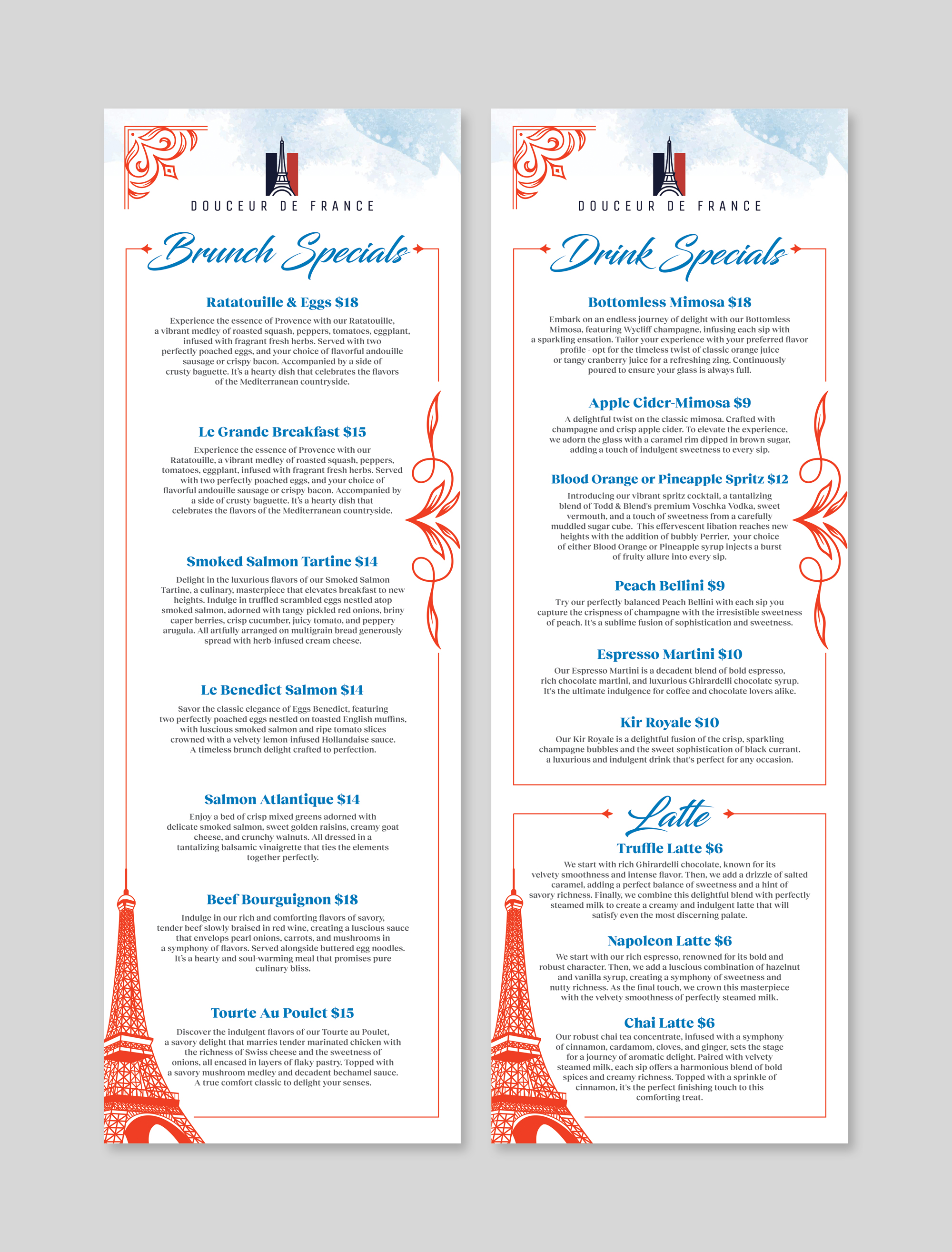 Menu Design by Dzhafir for Douceur de France | Design #32894626