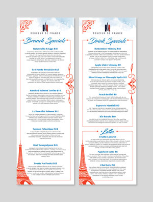 Menu Design by Dzhafir for Douceur de France | Design: #32894626