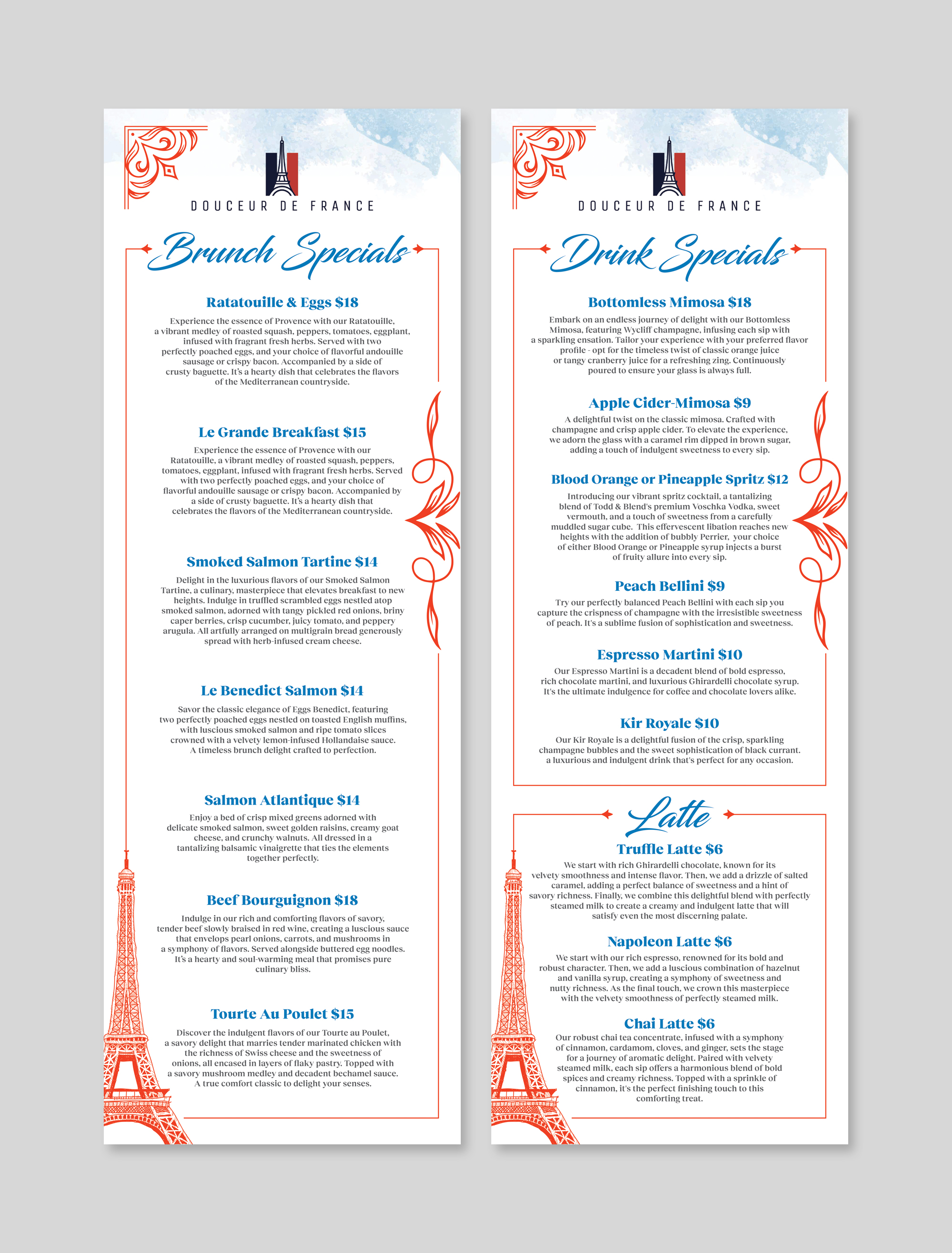 Menu Design by Dzhafir for Douceur de France | Design #32894627