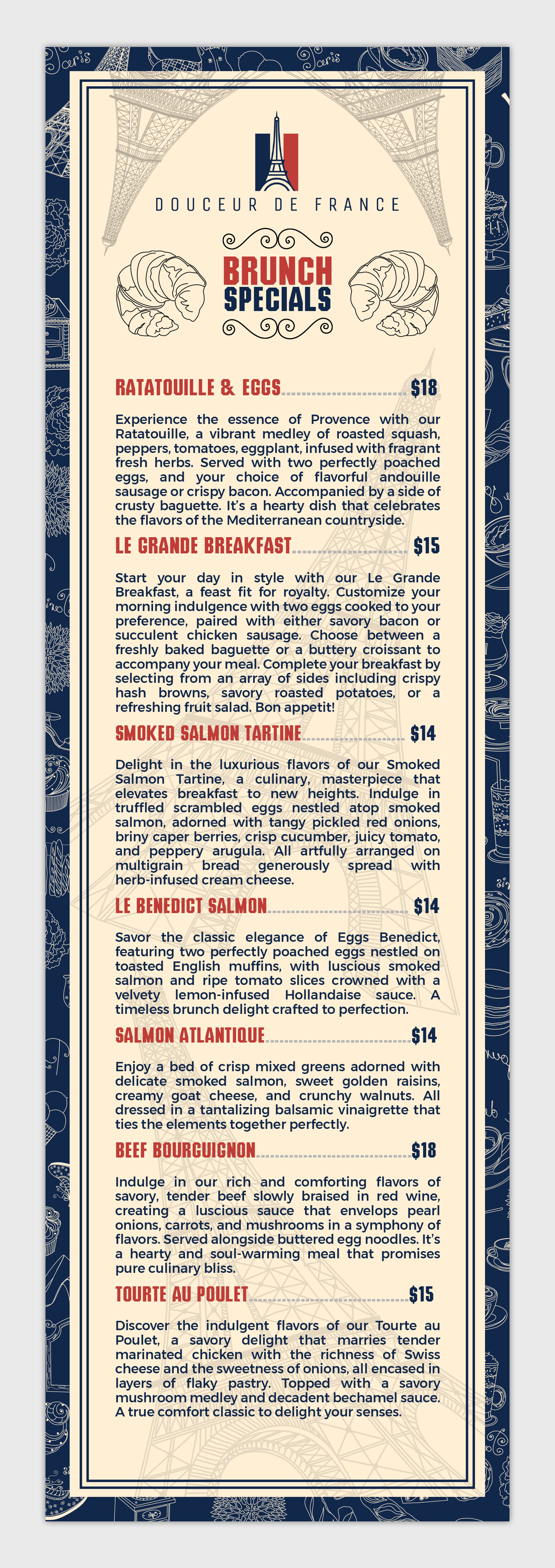 Design de Menu par HeshanKavinda pour Douceur de France | Design #32931054