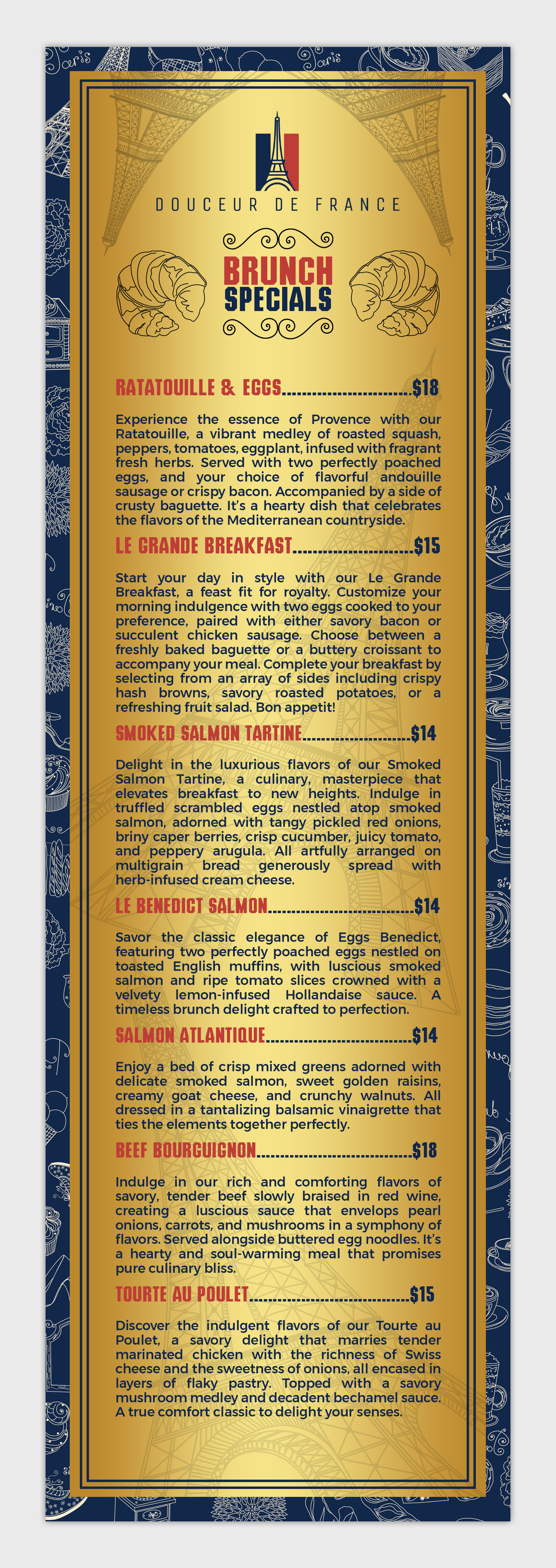 Menü-Design von HeshanKavinda für Douceur de France | Design #32931186