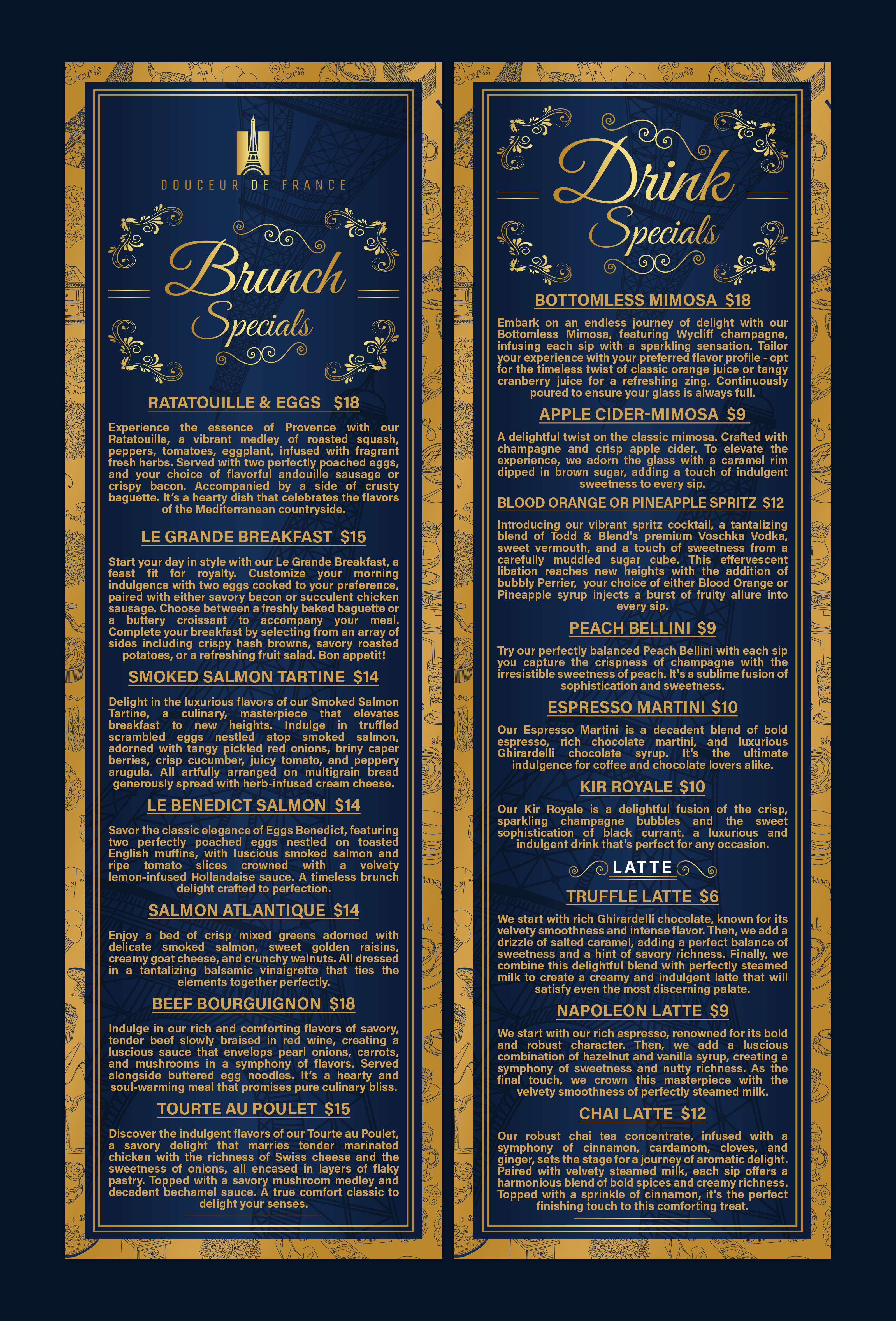 Menu Design by HeshanKavinda for Douceur de France | Design #32942272