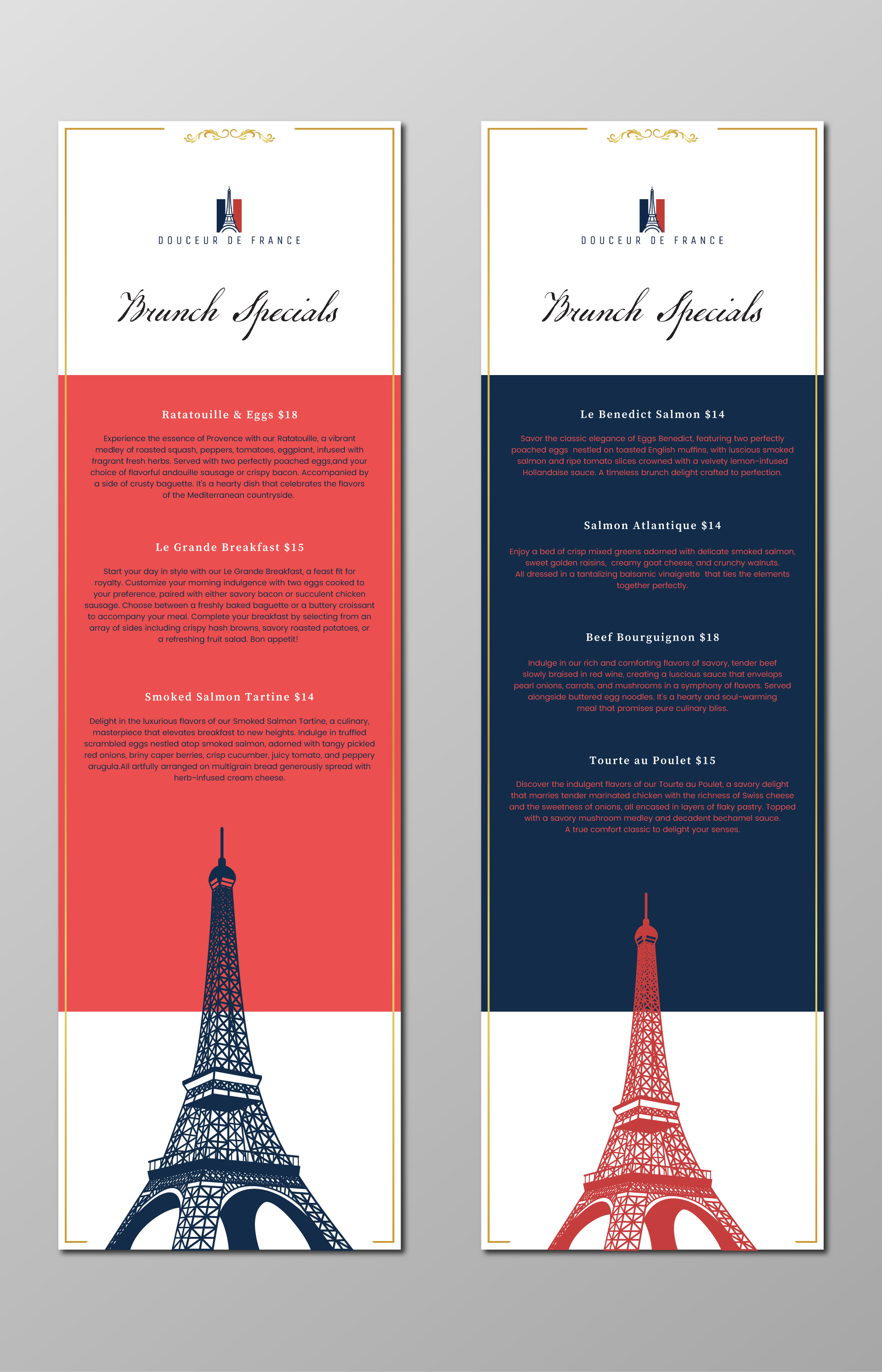 Menu Design by Moon Design. for Douceur de France | Design #32892345