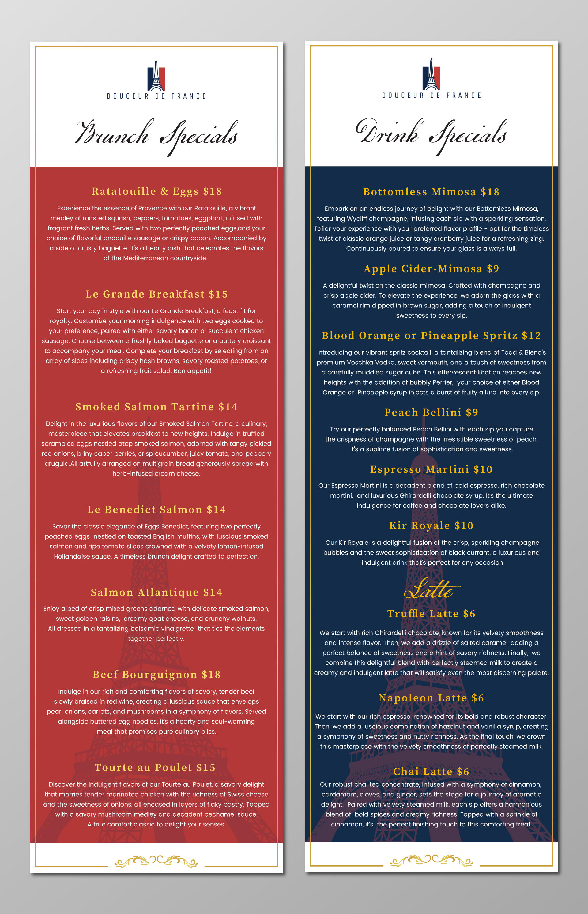 Design de Menu par Moon Design. pour Douceur de France | Design #32904356