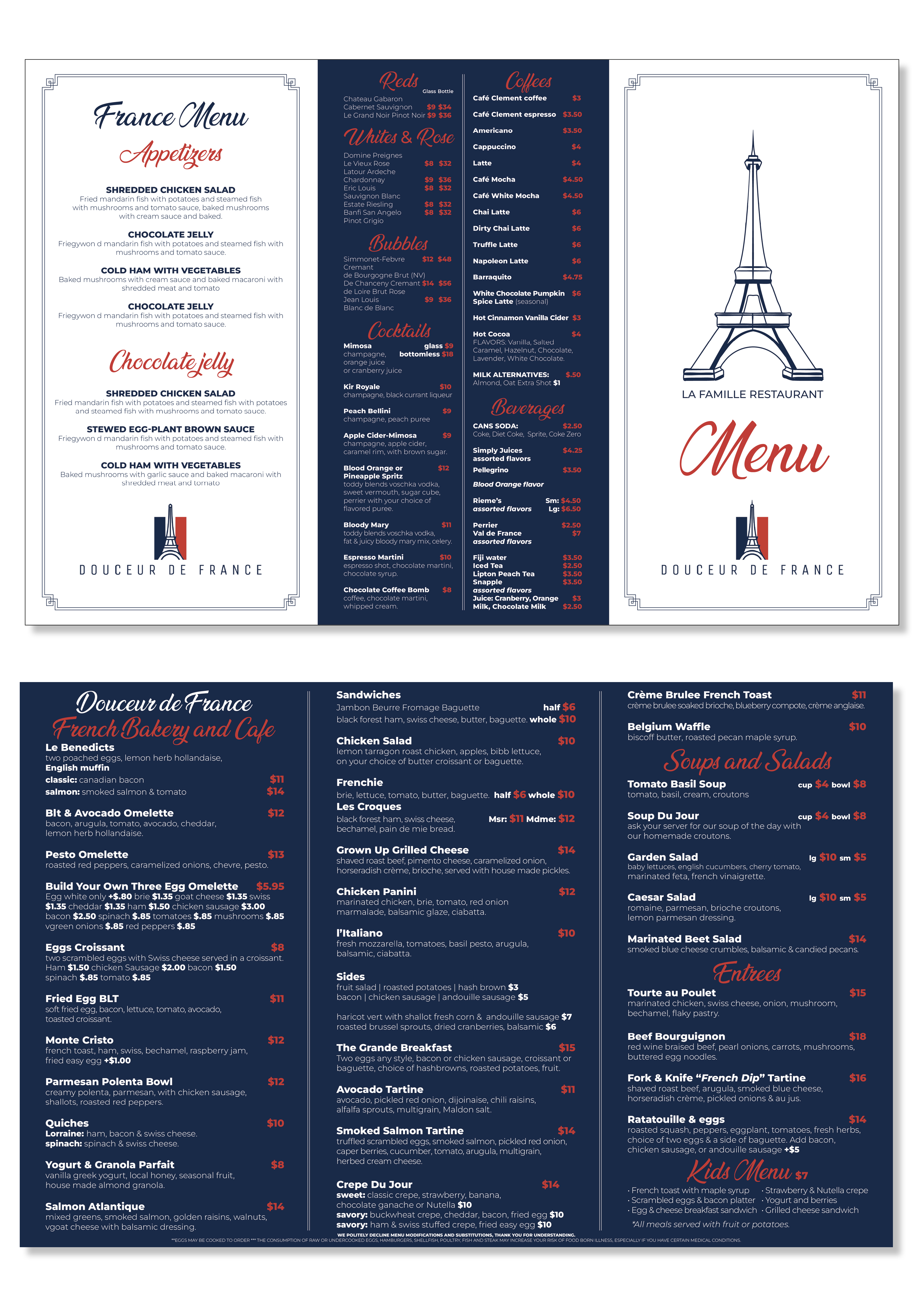 Menu Design by MarkoE for Douceur de France | Design #32951221