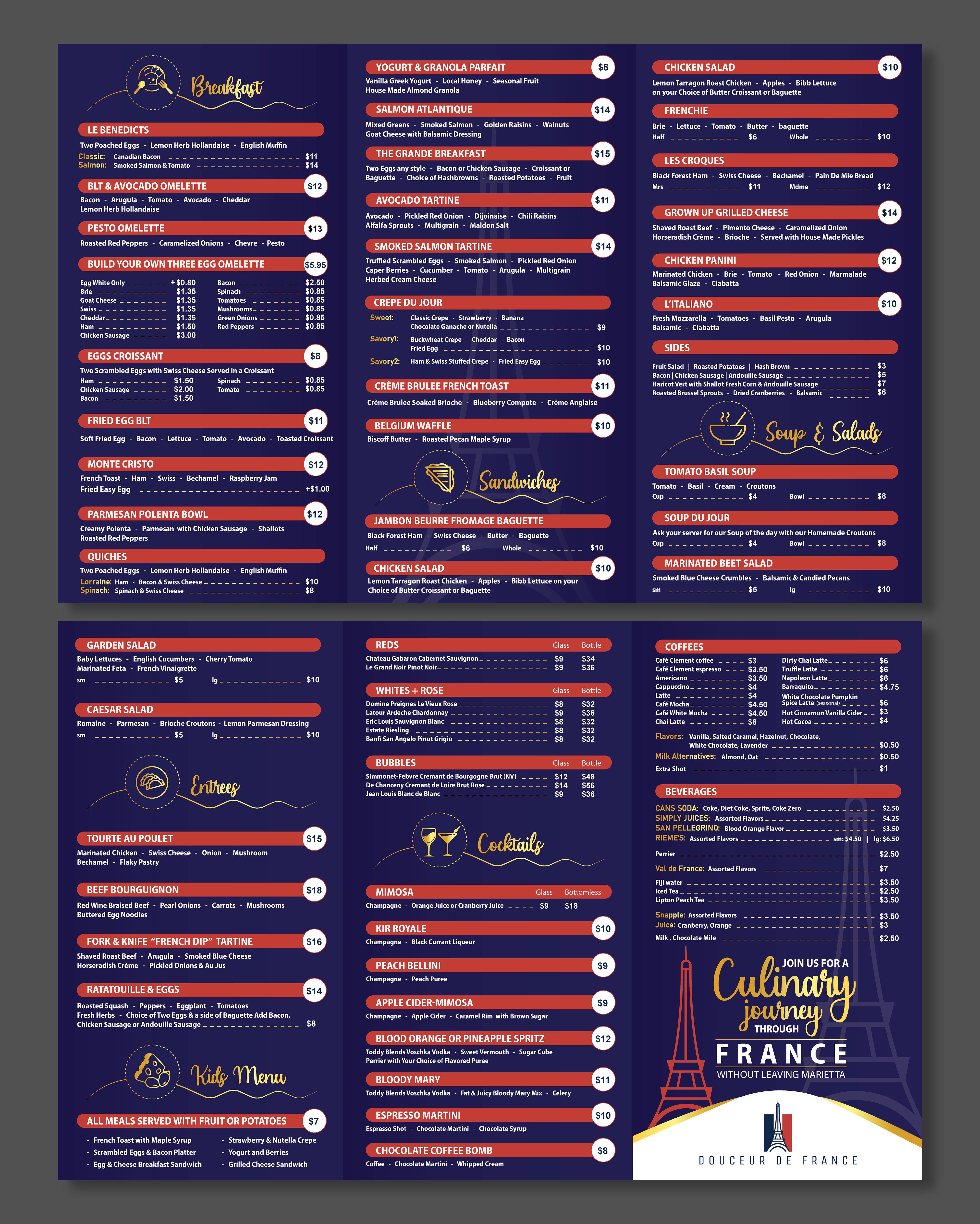 Menu Design by Impressive Designs for Douceur de France | Design #32909957