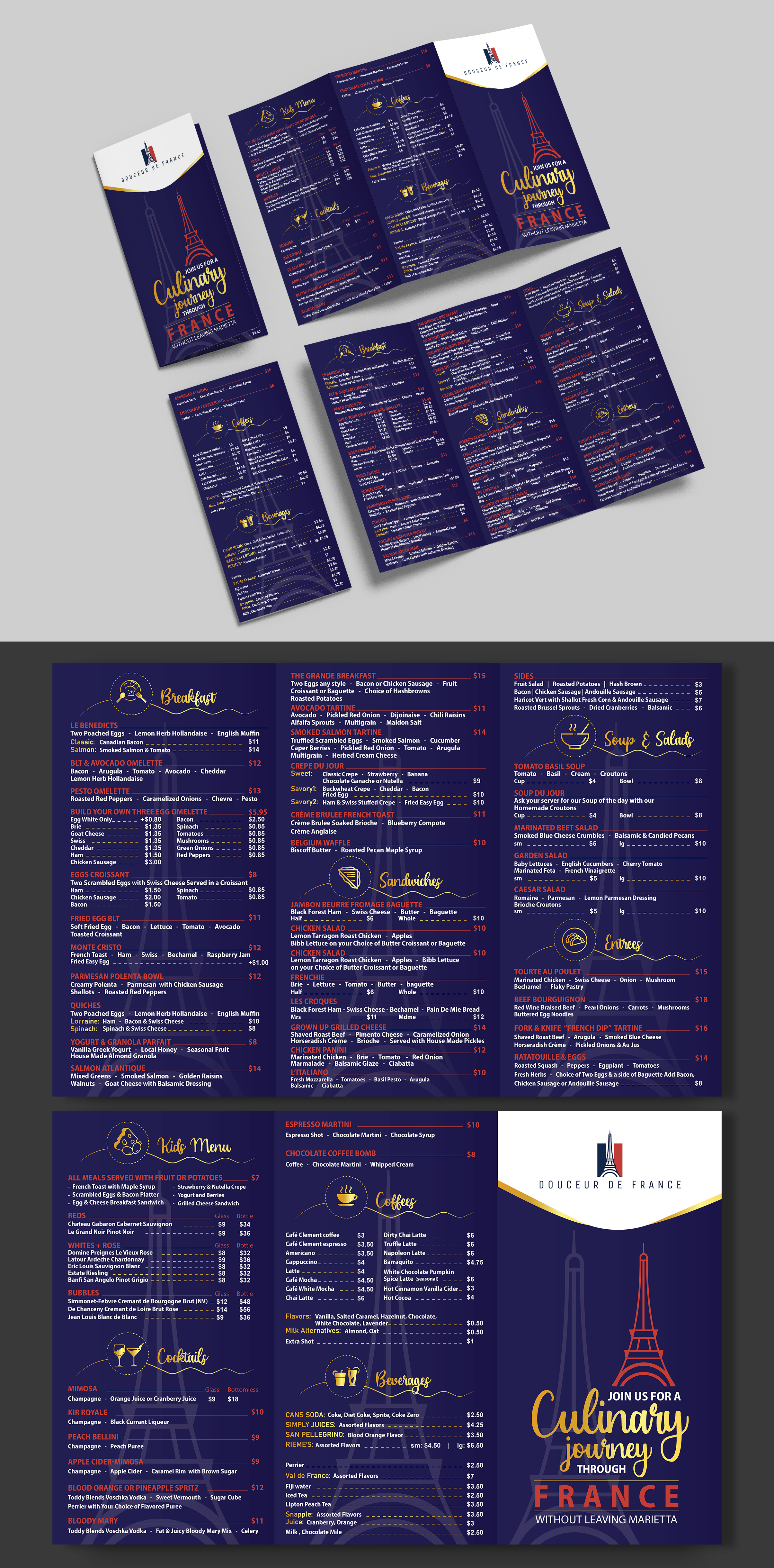 Menu Design by Impressive Designs for Douceur de France | Design #32927949