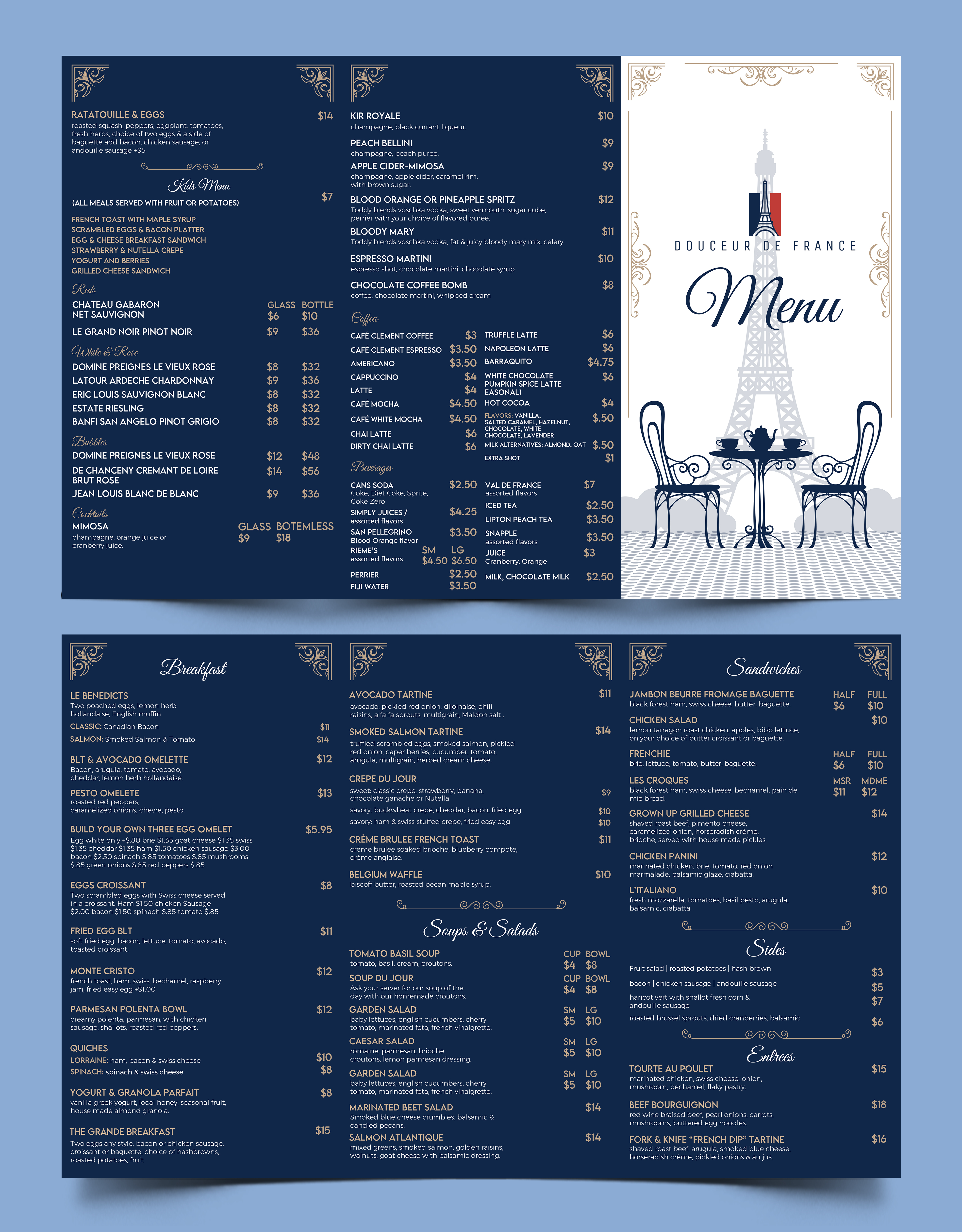 Menu Design by Graphic Guy for Douceur de France | Design #32923263