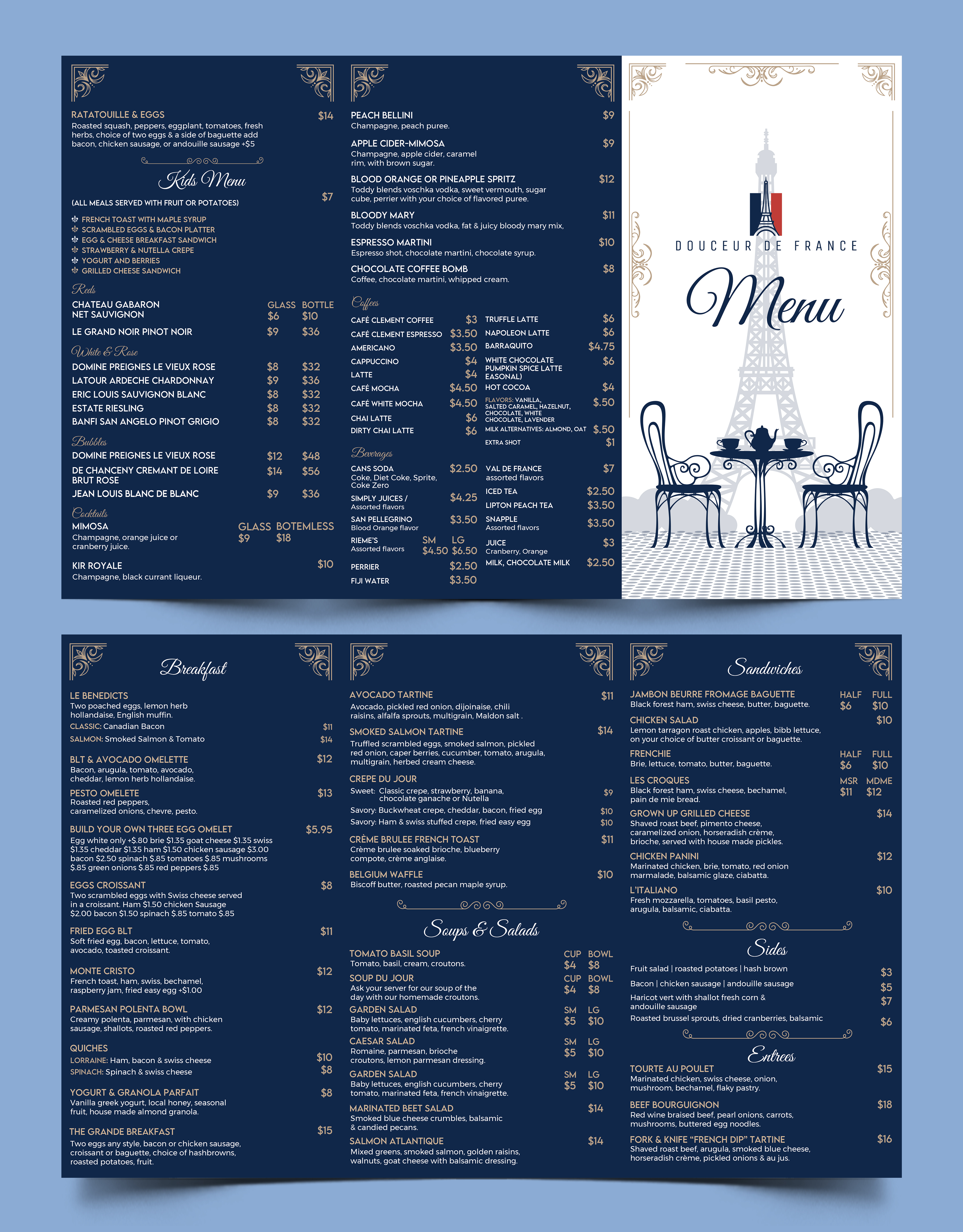 Menü-Design von Graphic Guy für Douceur de France | Design #32930694