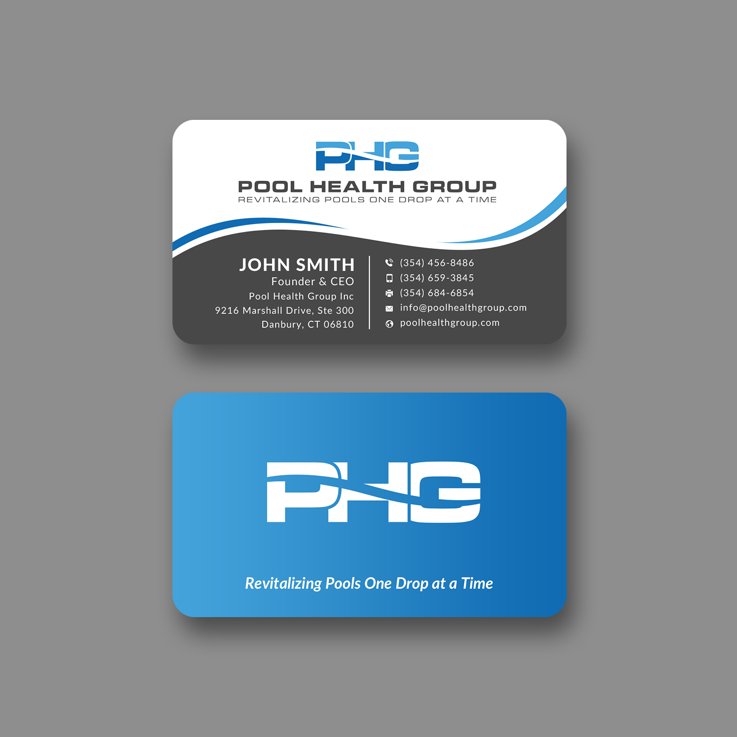 Business Card Design by Sun Moon Graphic Designer for Pool Health Group Inc | Design #32956934