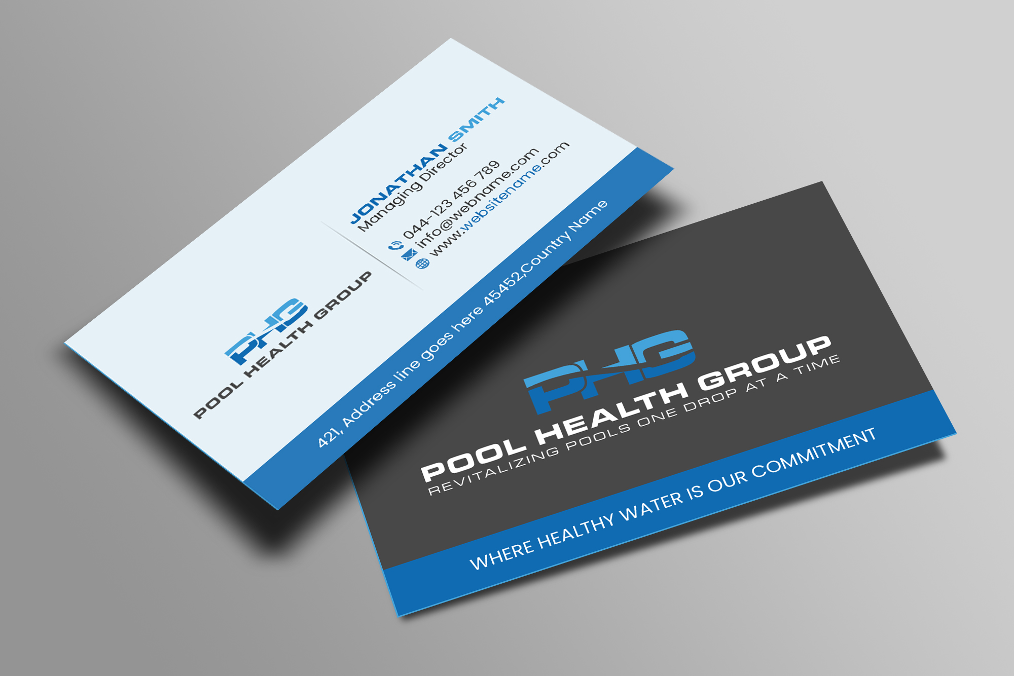 Visitenkarten-Design von Creations Box 2015 für Pool Health Group Inc | Design #32957581