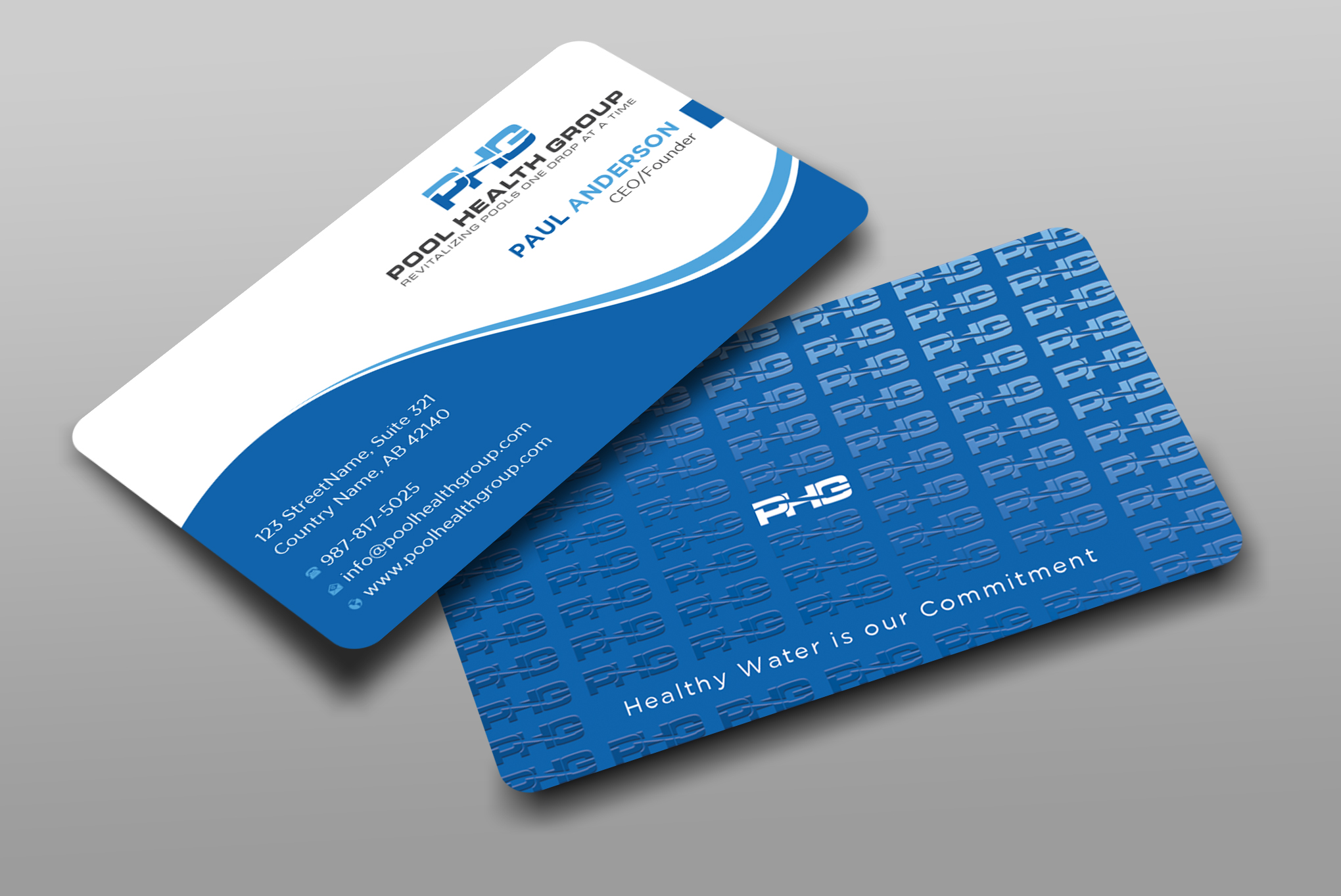 Visitenkarten-Design von Uttom 2 für Pool Health Group Inc | Design #32961201