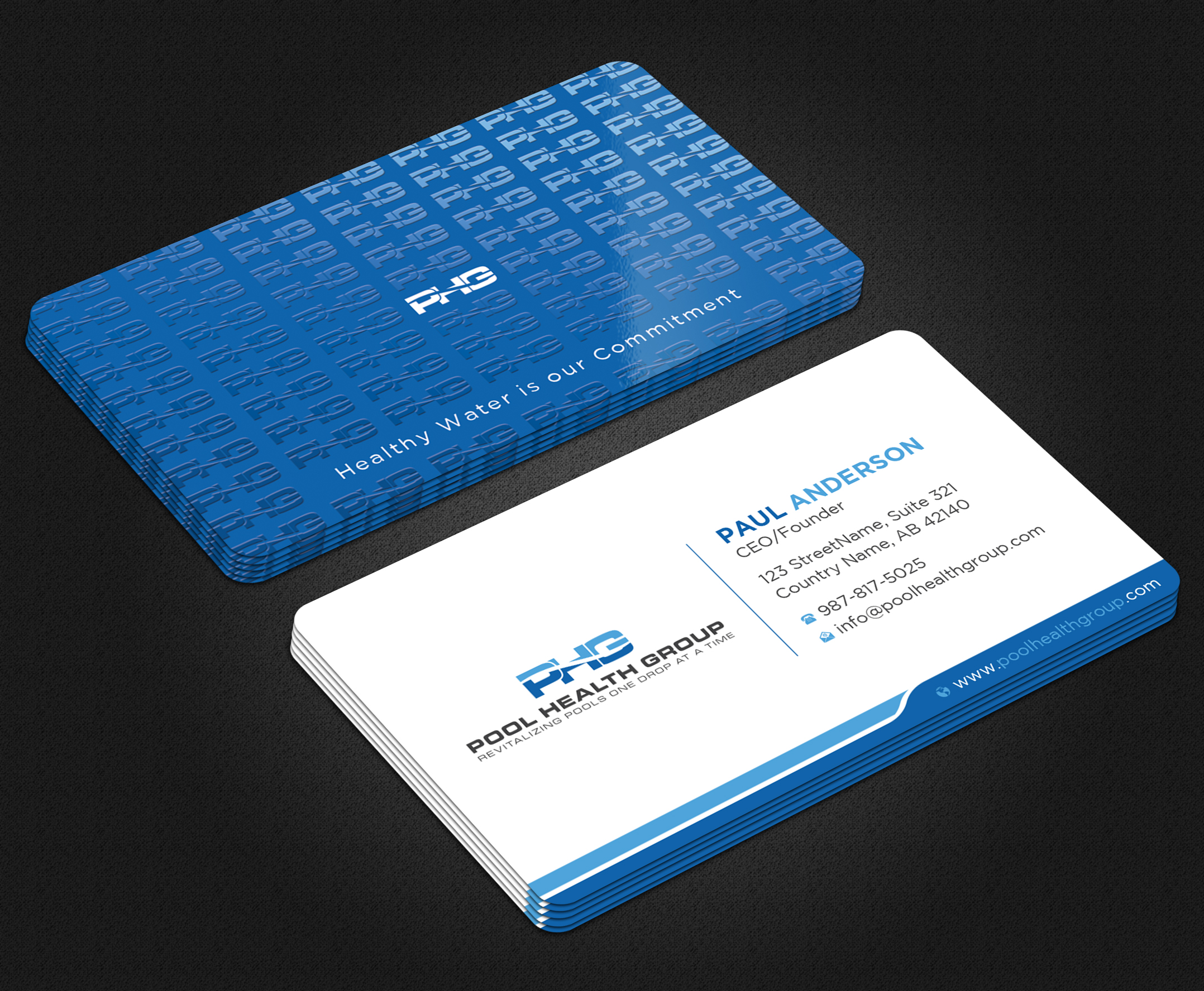 Visitenkarten-Design von Uttom 2 für Pool Health Group Inc | Design #32961278