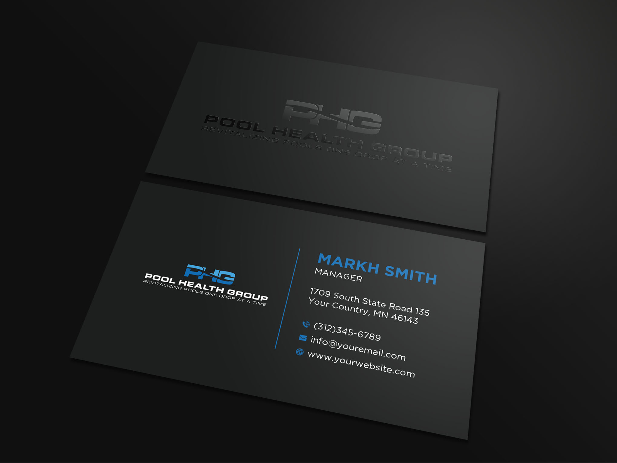 Business Card Design by Ekramul Hossen 2 for Pool Health Group Inc | Design #32969105