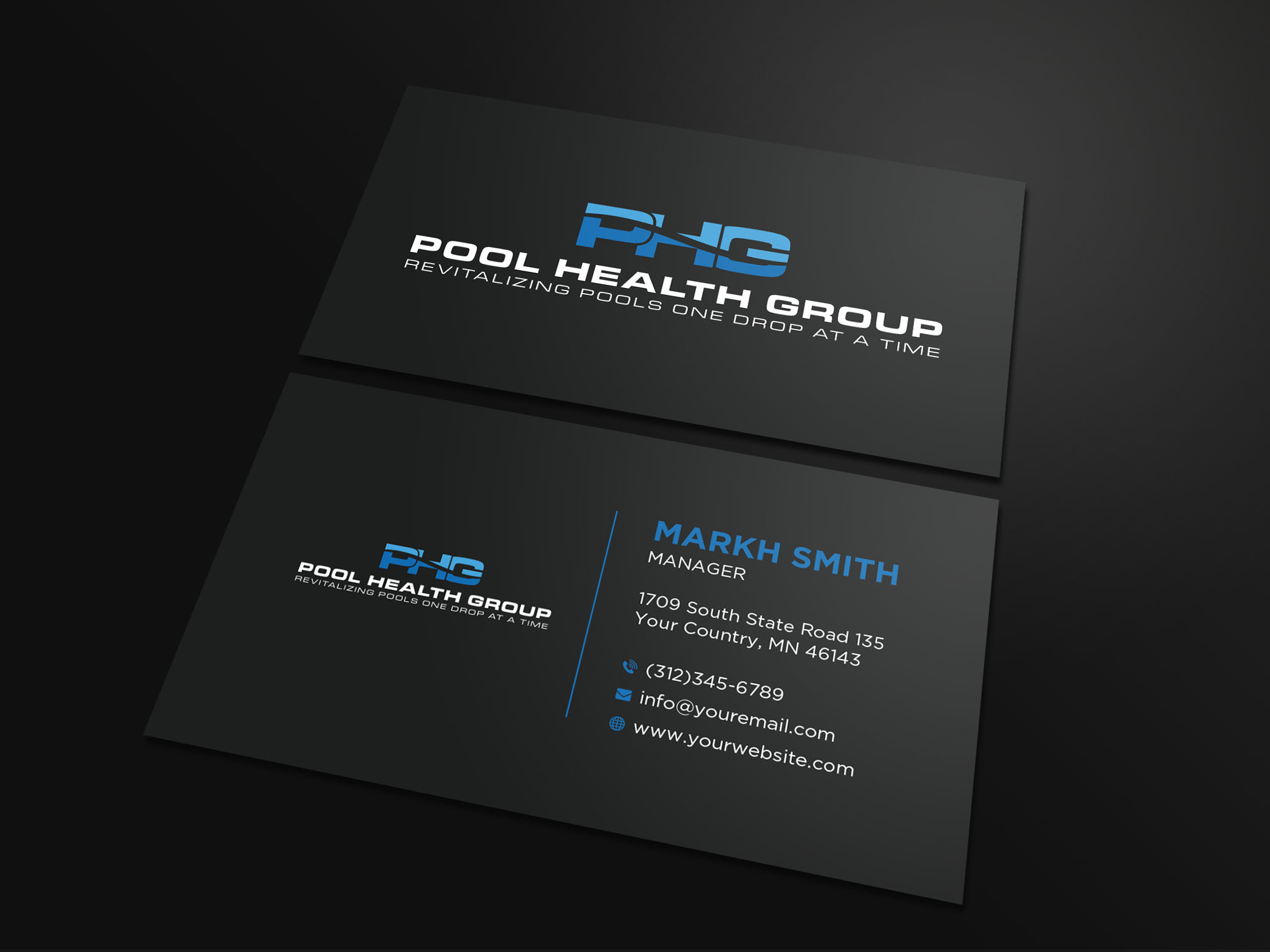 Business Card Design by Ekramul Hossen 2 for Pool Health Group Inc | Design #32969106