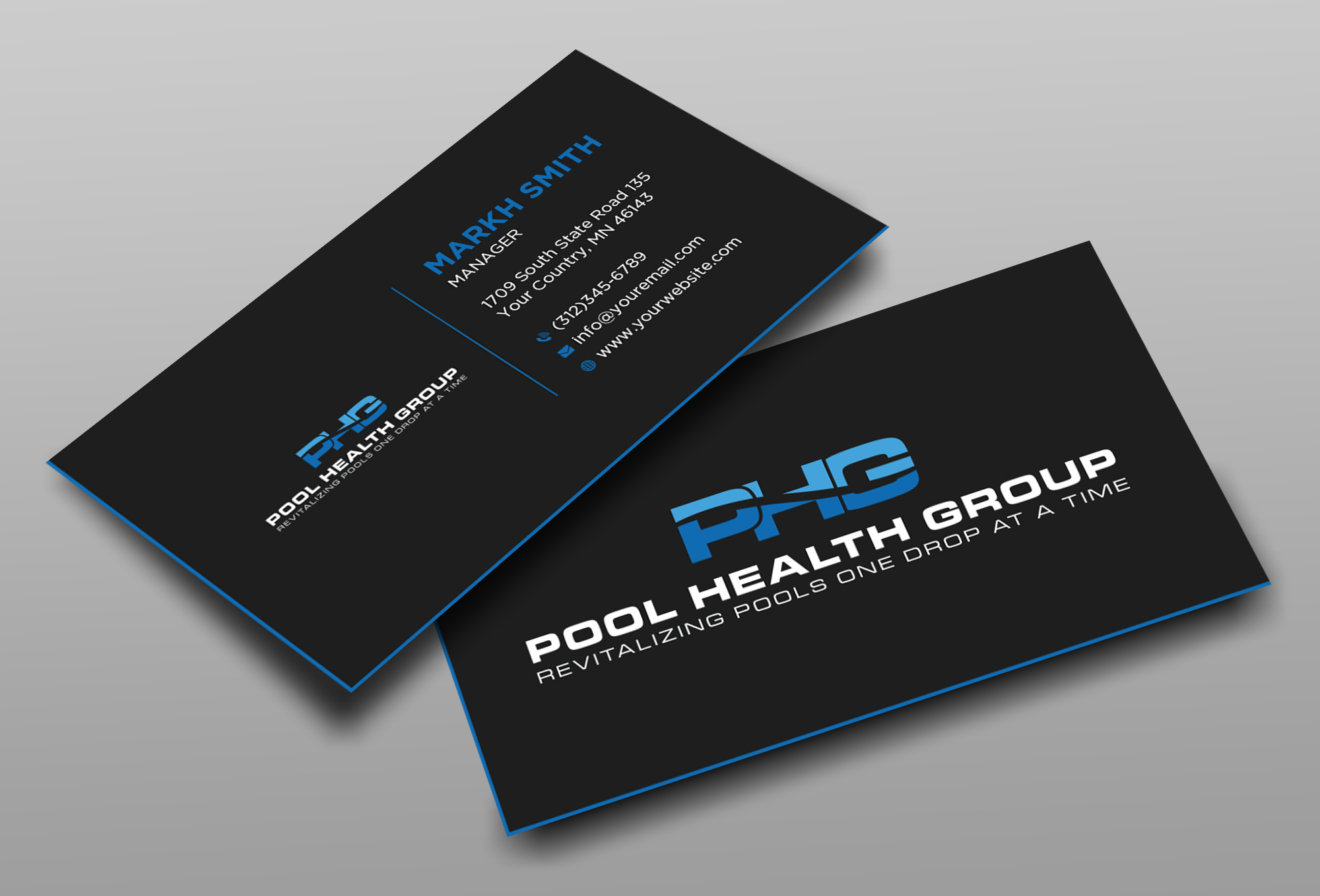 Business Card Design by Ekramul Hossen 2 for Pool Health Group Inc | Design #32969121