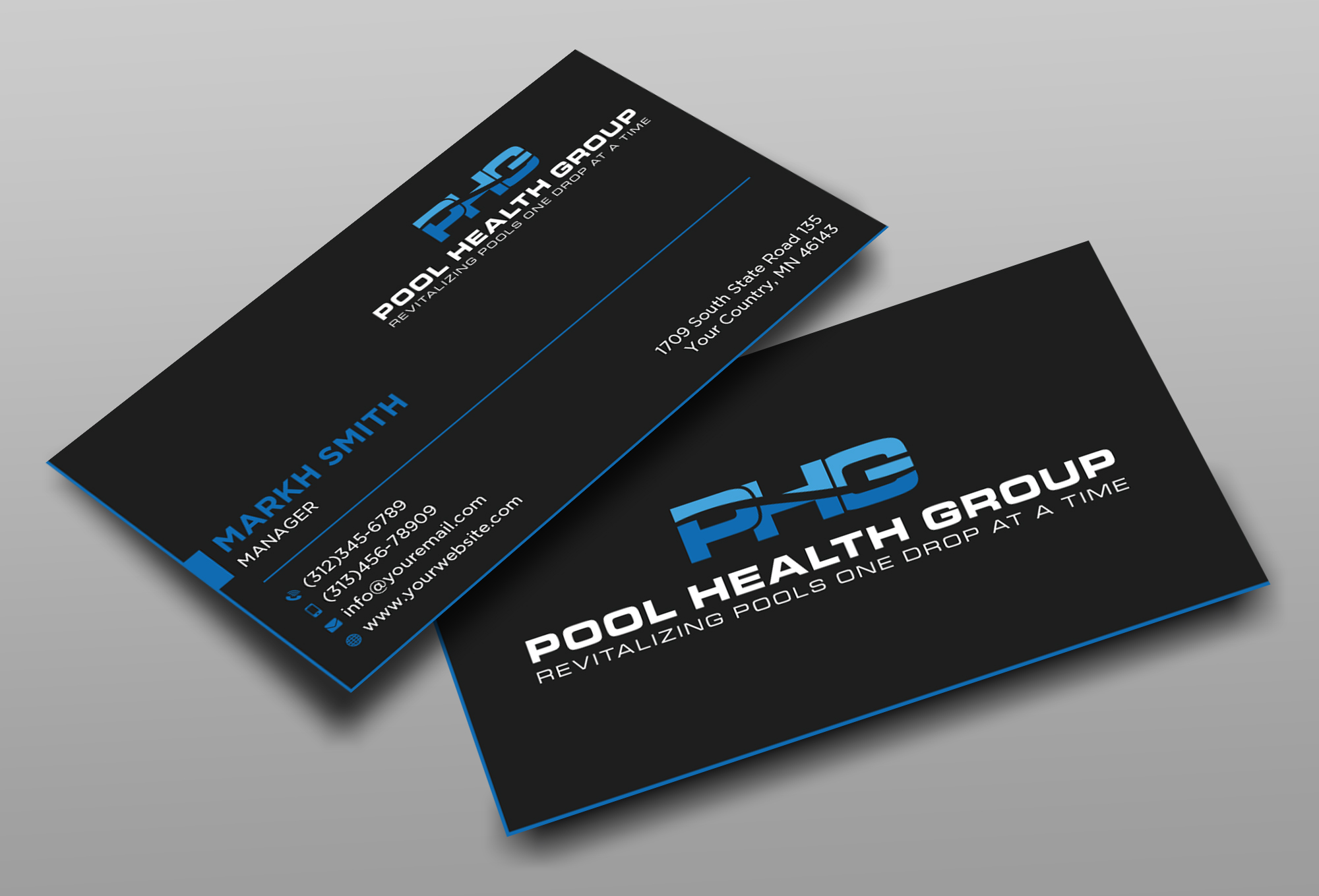 Business Card Design by Ekramul Hossen 2 for Pool Health Group Inc | Design #32969124