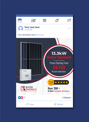 Facebook Design by artbitin for Ryde Energy | Design: #32926682