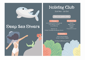 Flyer design for a Holiday club for Children aged between 4 and 11 years old