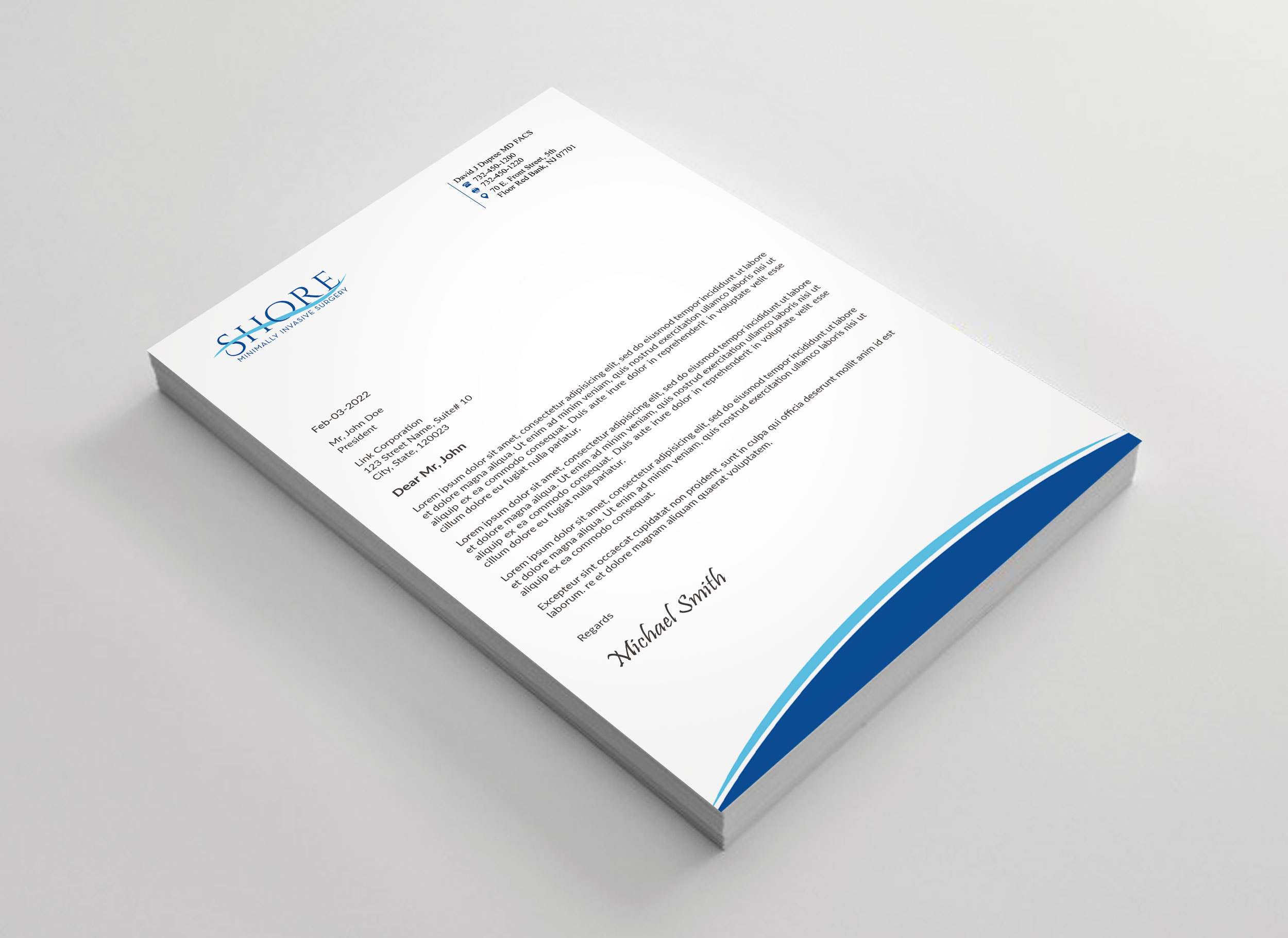 Stationery Design by sadikul islam for Shore Minimally Invasive Surgery  | Design #33004127