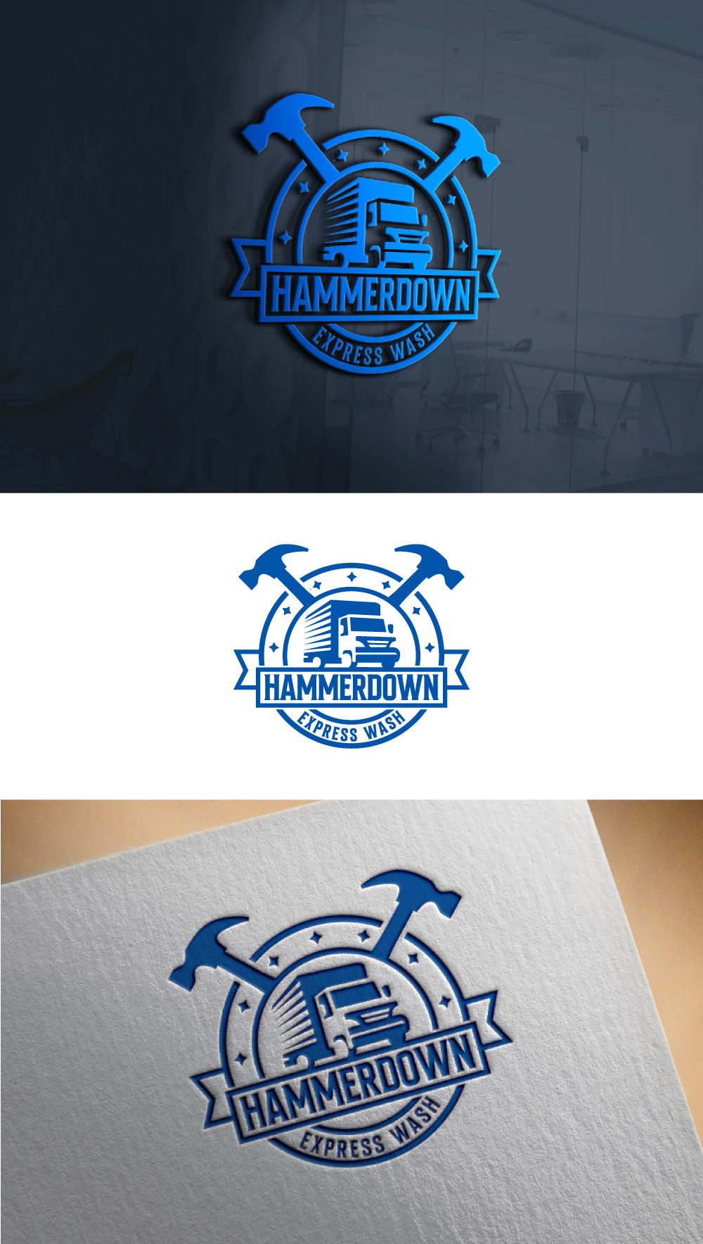 Logo Design by Ahnaf Labib for Hammerdown Express Wash  | Design #33007215