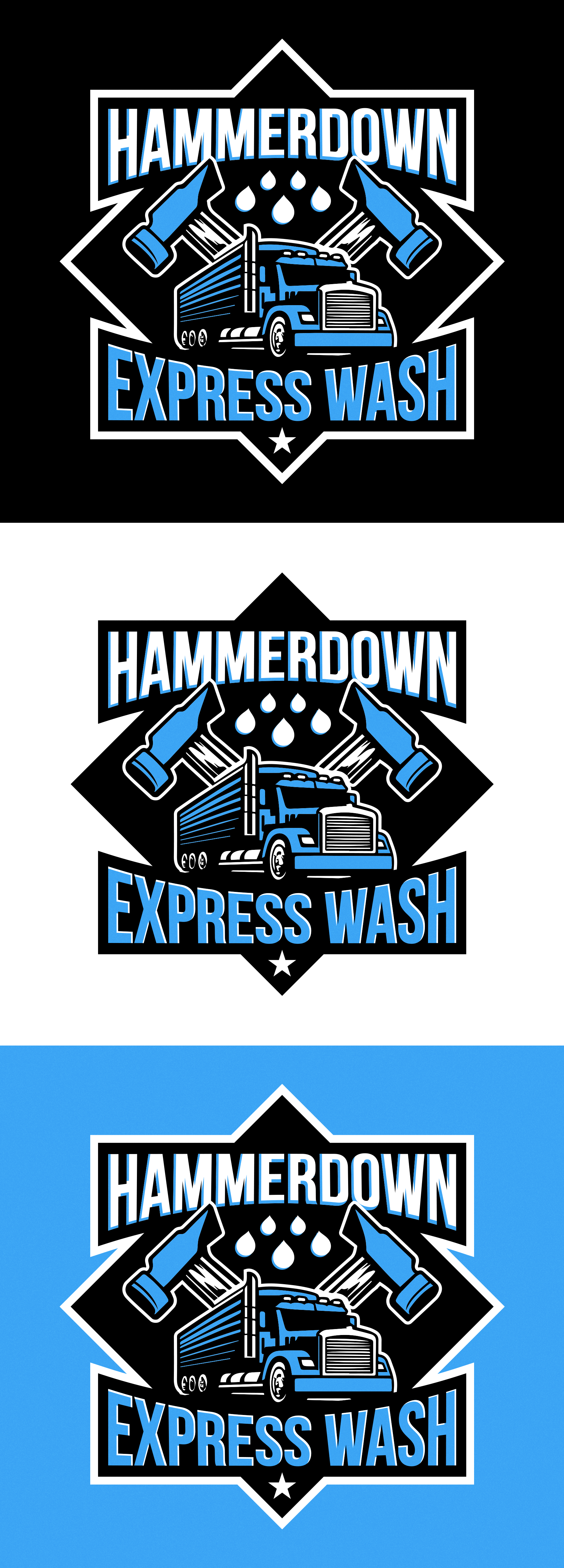 Logo Design by Oleksandr Tovarkov for Hammerdown Express Wash  | Design #32993416