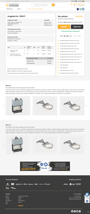 Landing page for offer process with similar products slider