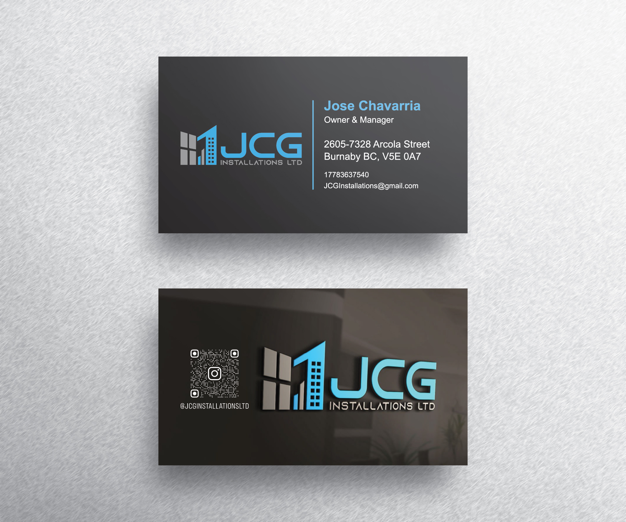 Business Card Design by Emmi for JCG Installations Ltd  | Design #33026159