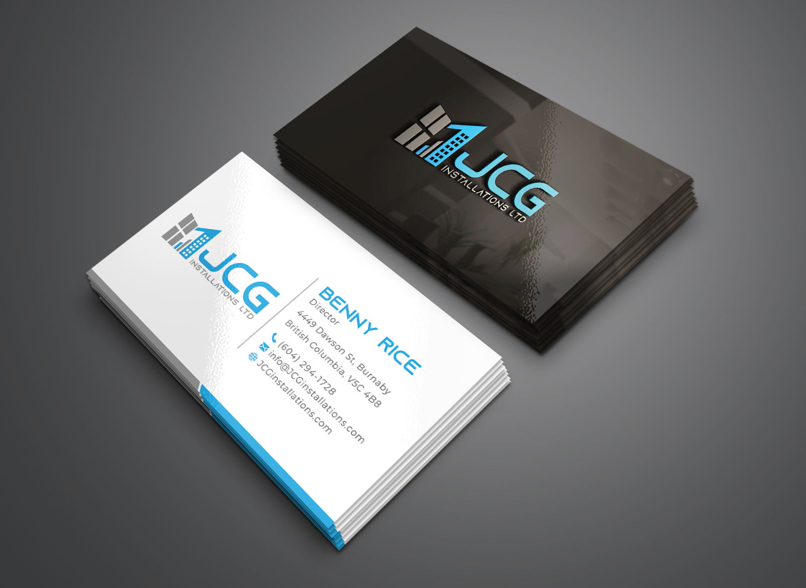 Business Card Design by Creative Moon Design for JCG Installations Ltd  | Design #33018952