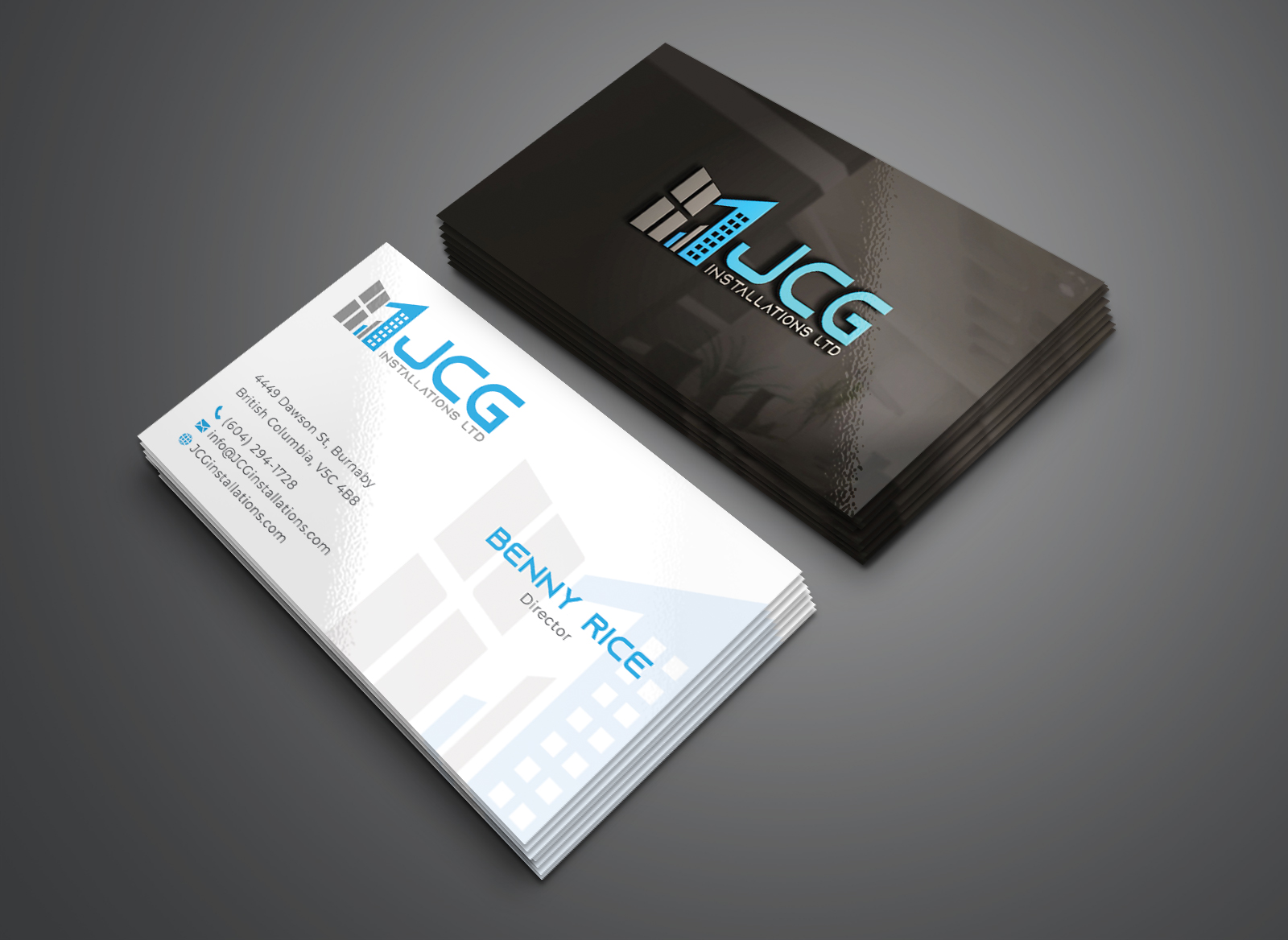 Business Card Design by Creative Moon Design for JCG Installations Ltd  | Design #33018955