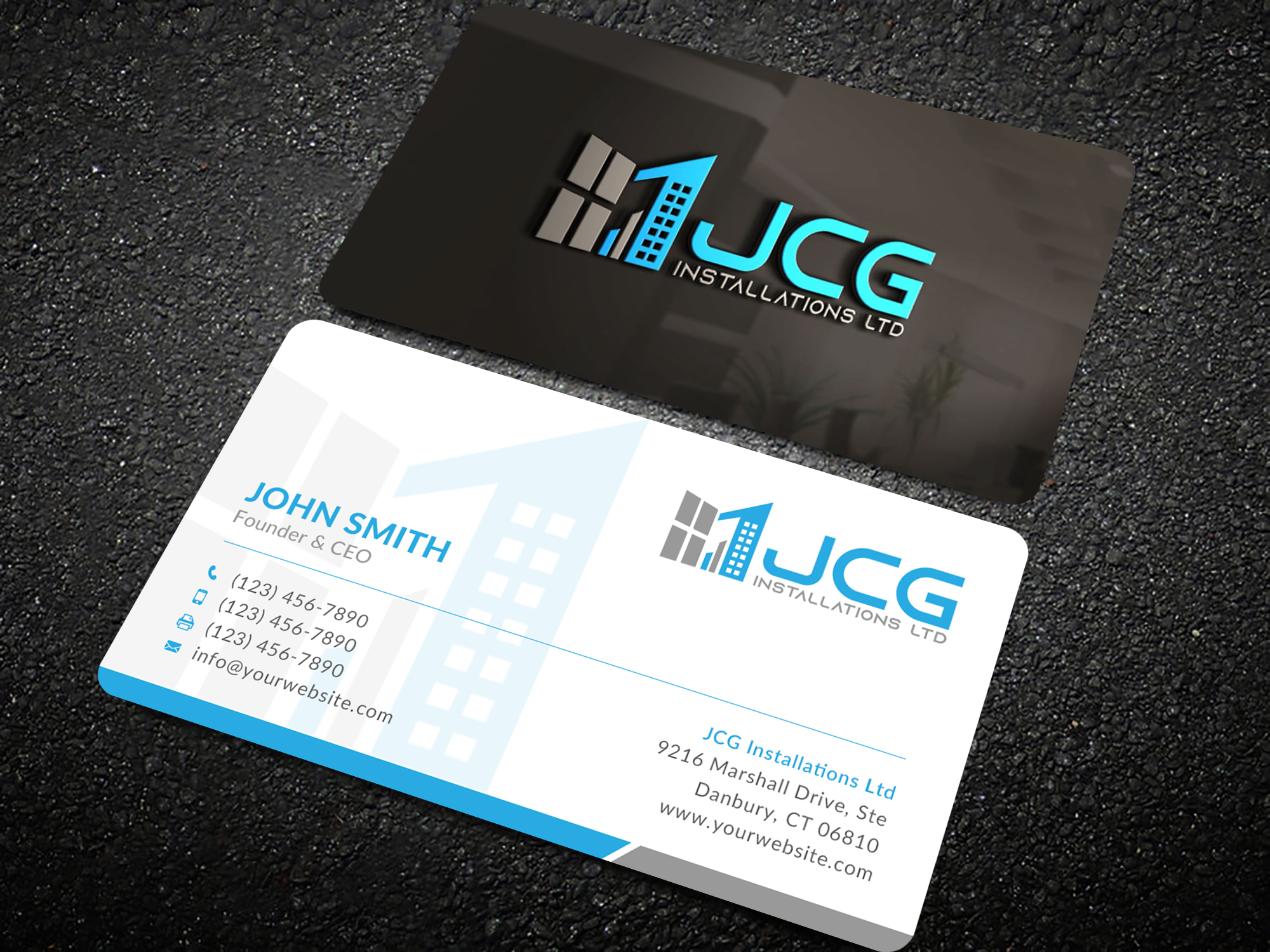 Business Card Design by Sun Moon Graphic Designer for JCG Installations Ltd  | Design #33019254