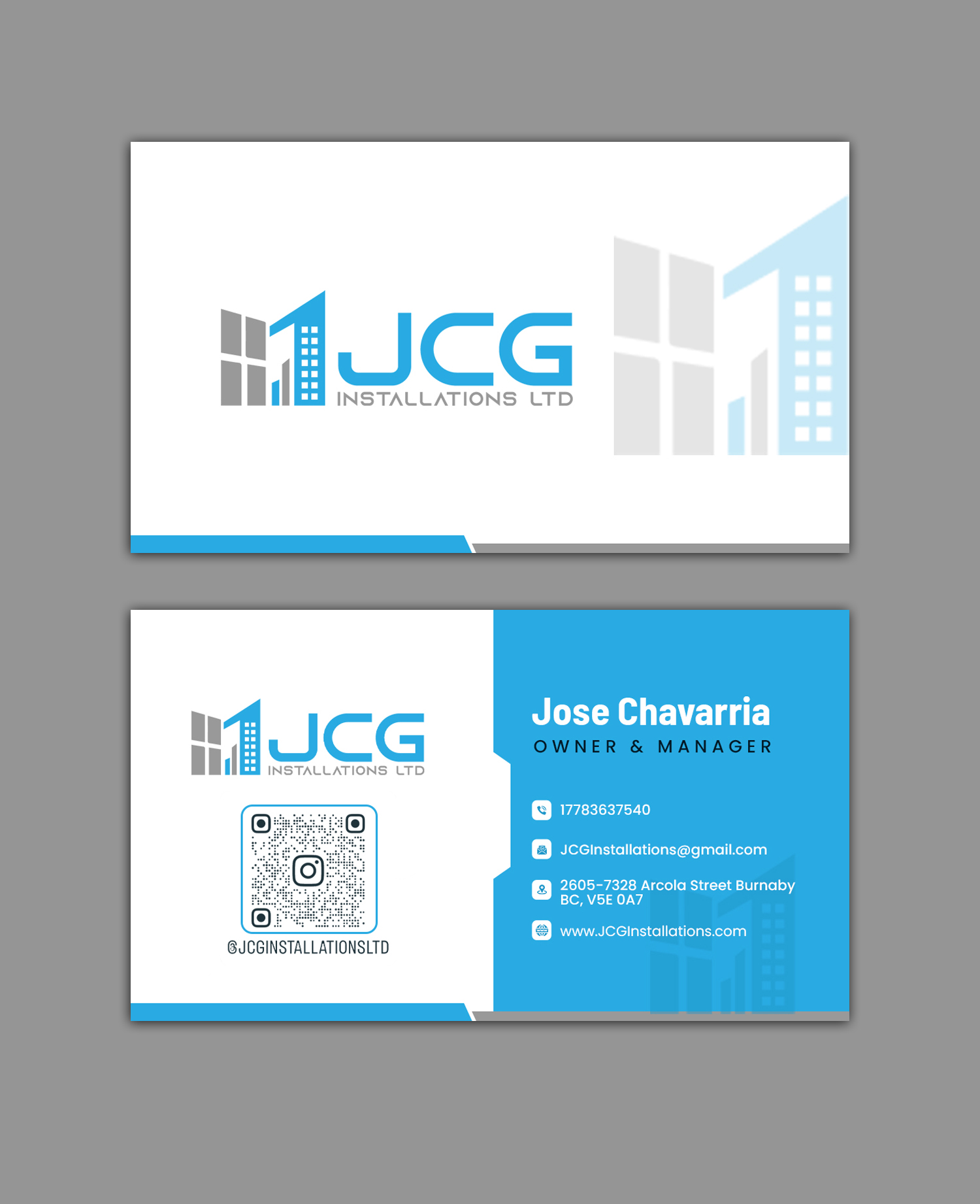 Business Card Design by debdesign for JCG Installations Ltd  | Design #33037613