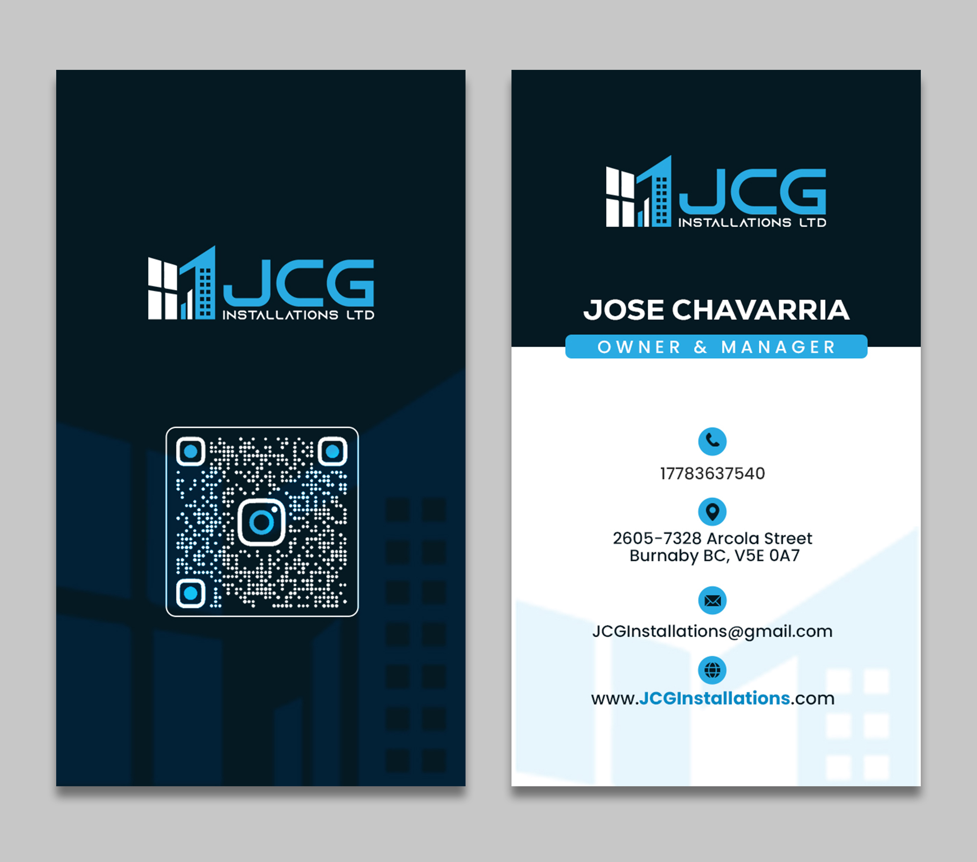 Business Card Design by debdesign for JCG Installations Ltd  | Design #33037723