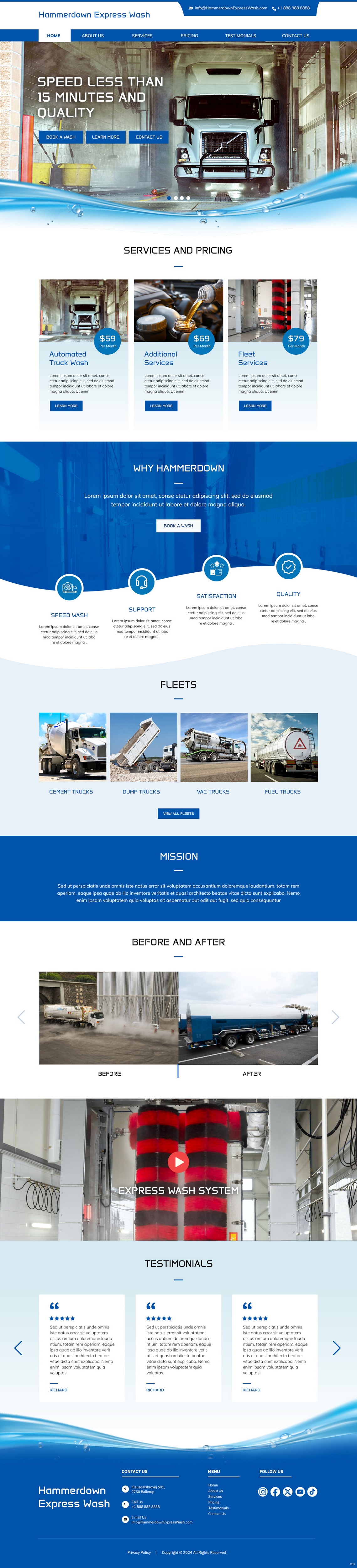 Web Design by pb for Hammerdown Express Wash  | Design #33038988