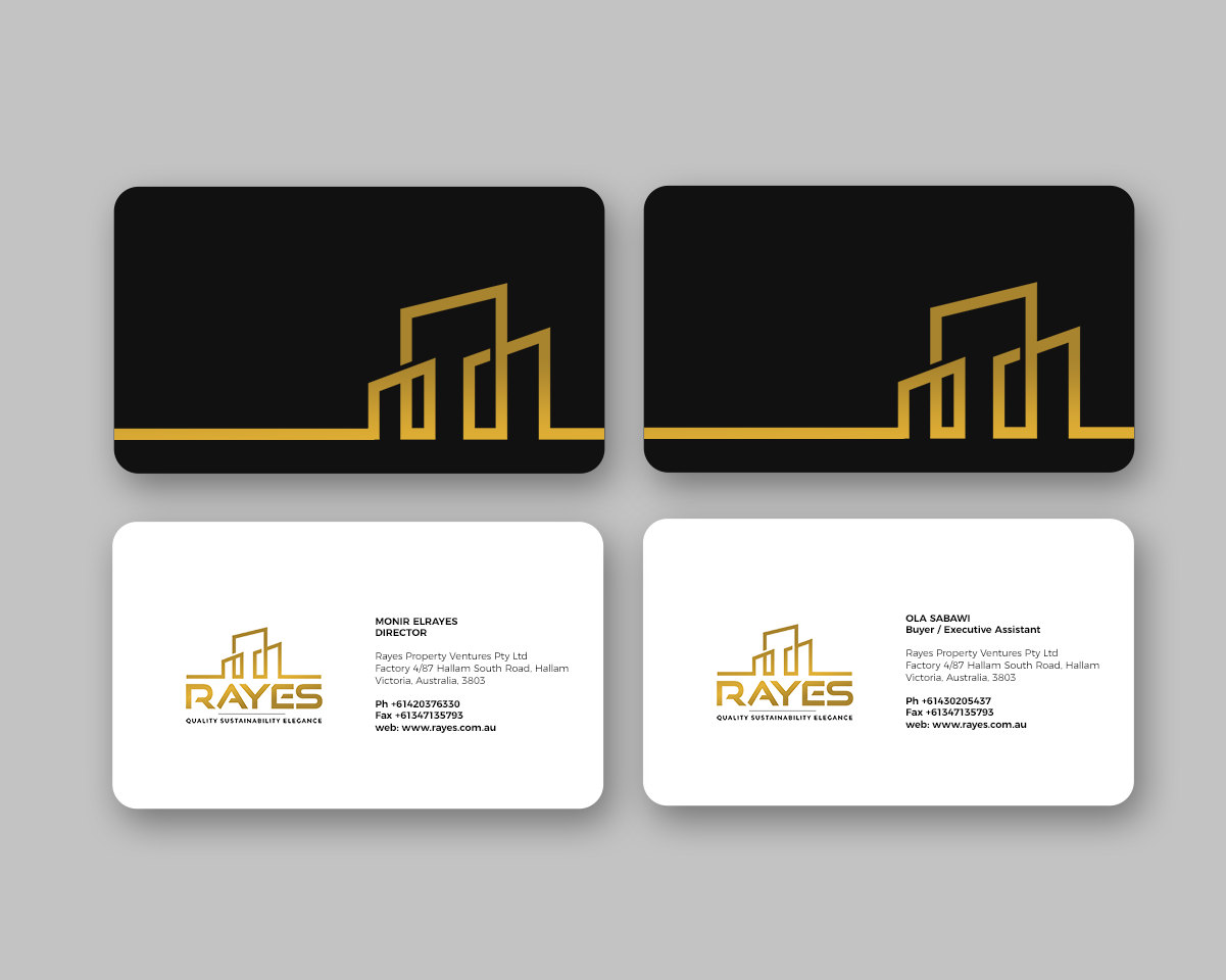 Business Card Design by Andrés Sebastián for Rayes Pty Ltd | Design #33062144