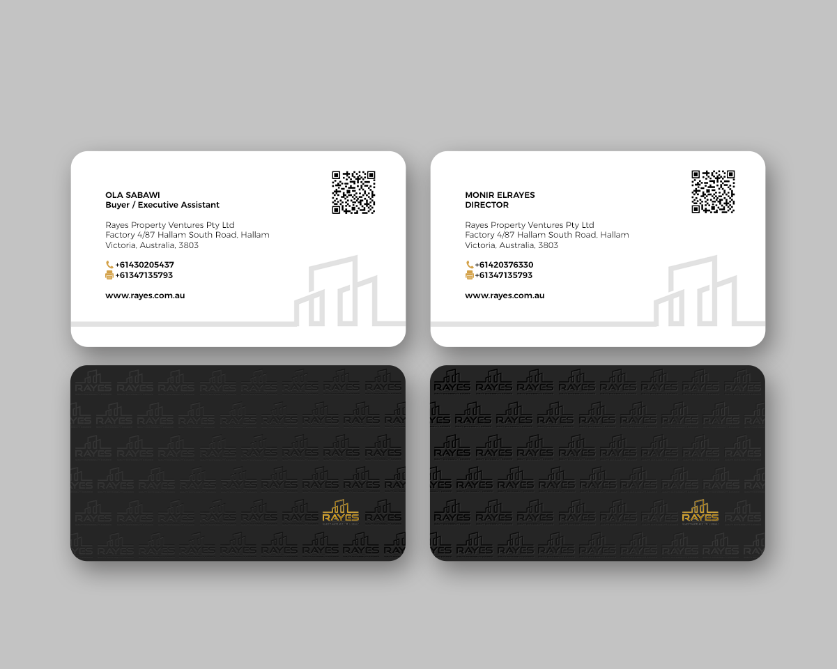 Design de Carte de Visite par Andrés Sebastián pour Rayes Pty Ltd | Design #33062299