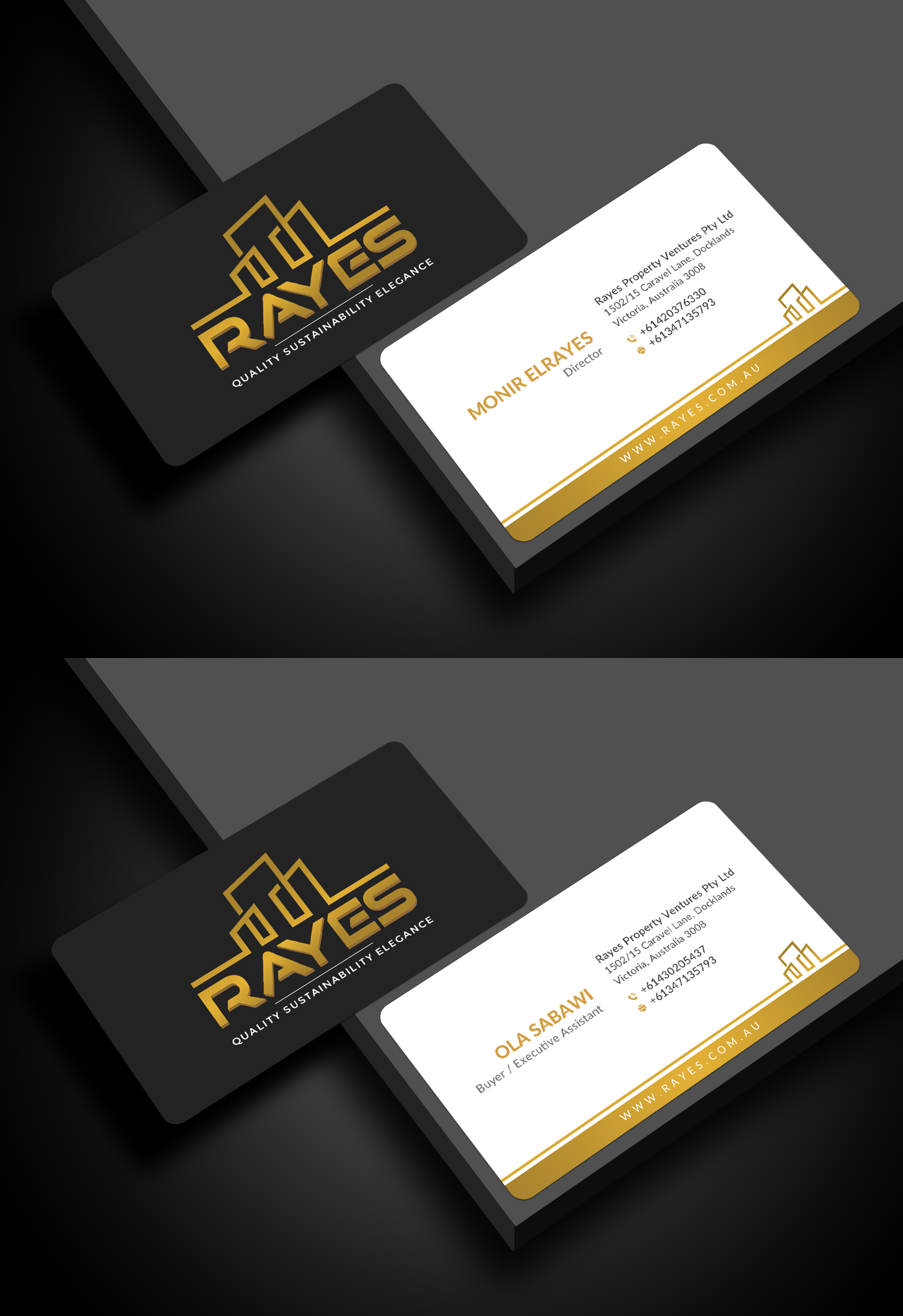 Design de Carte de Visite par Sun Moon Graphic Designer pour Rayes Pty Ltd | Design #33041569