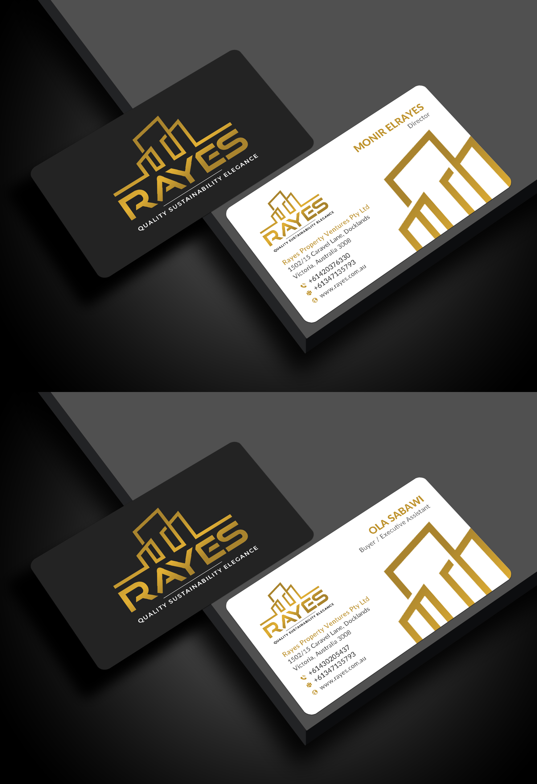 Design de Carte de Visite par Sun Moon Graphic Designer pour Rayes Pty Ltd | Design #33041649